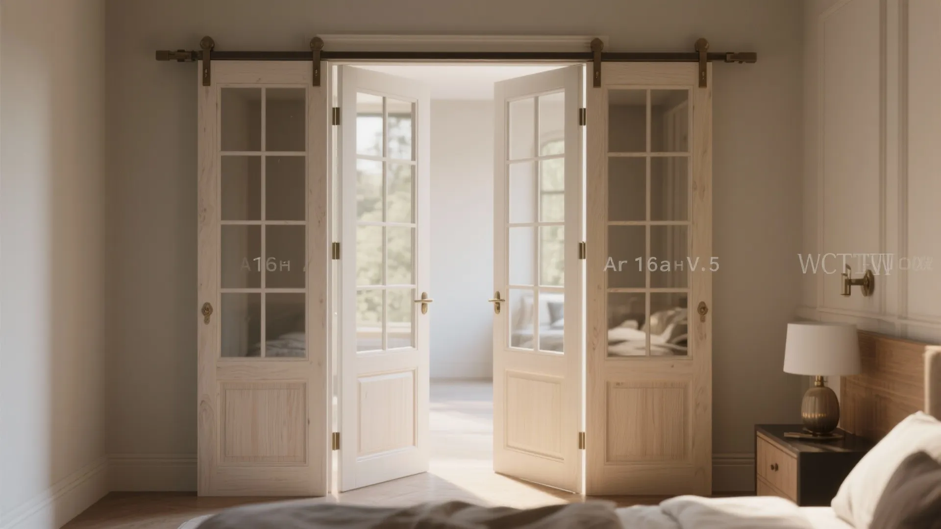 Bedroom showing bifold and French door options illustrating footprint differences