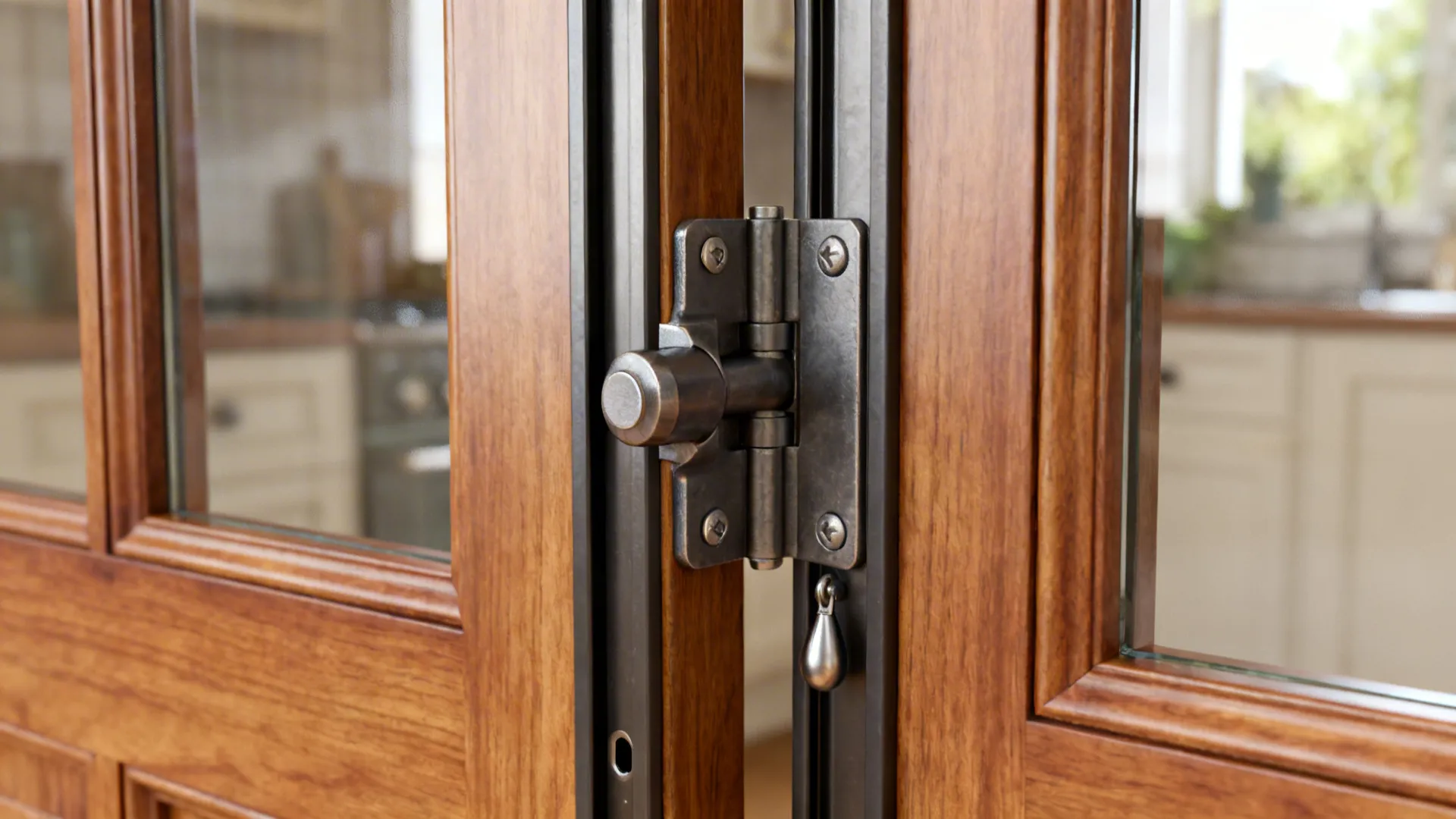 Bi-Fold Wooden Gate with Glass Panels