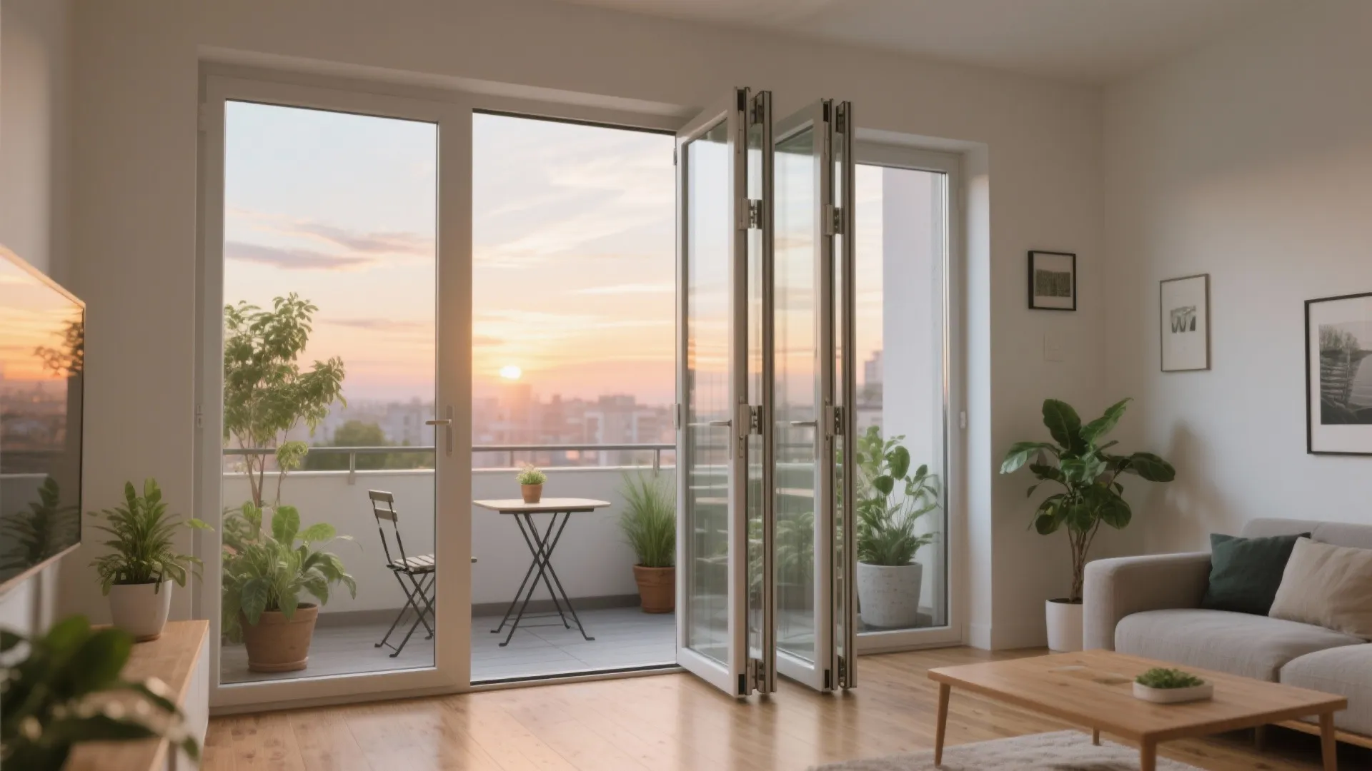 3) Bi-fold glass doors to open wide on breezy days