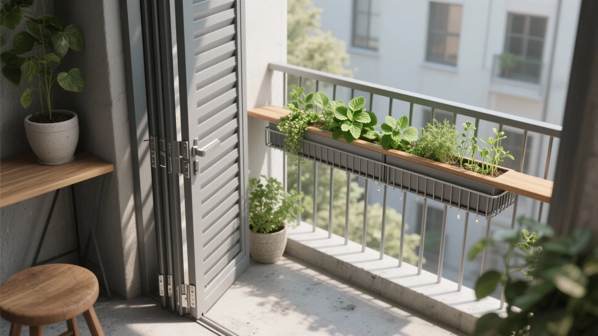 Bi‑Fold Grill Door with Integrated Planter Rail