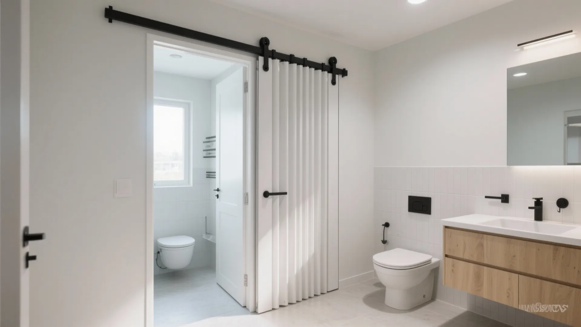 Bi-Fold or Accordion PVC Door for Micro Bathrooms