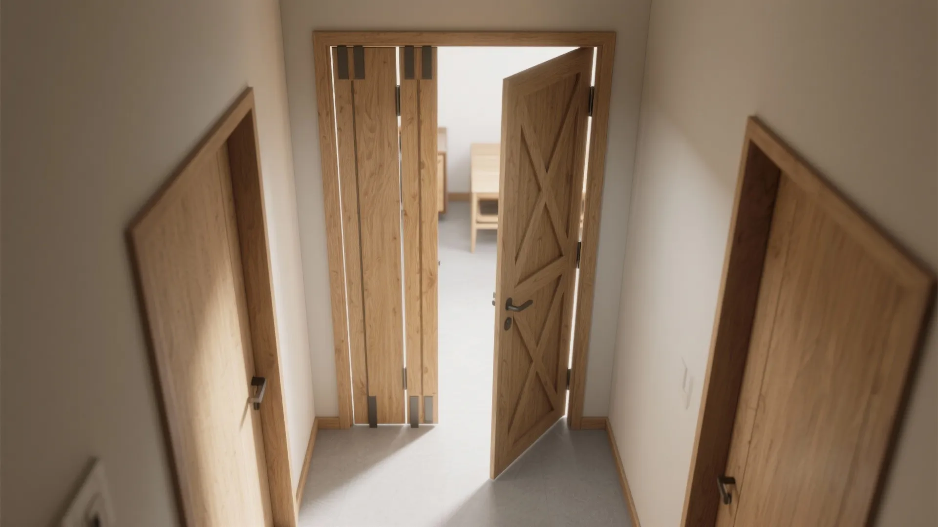 Bi-Fold Plywood Doors for Tight Corners