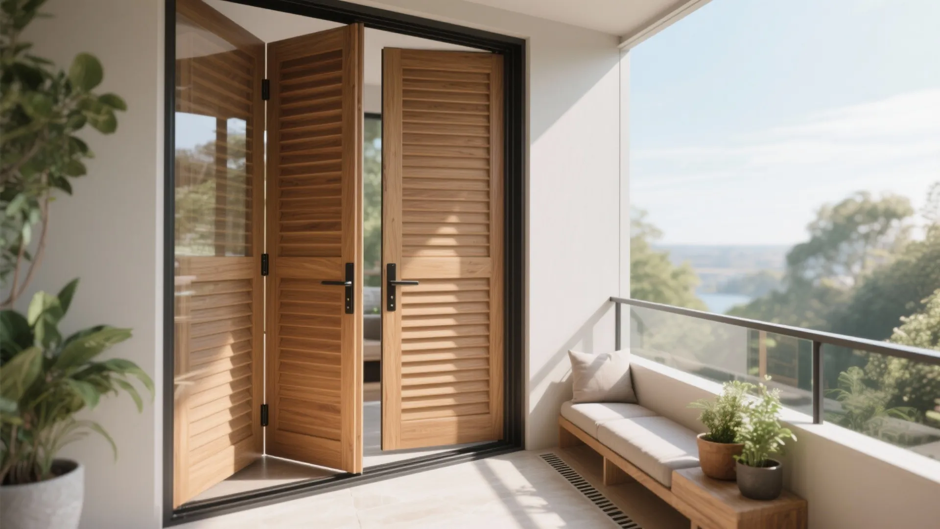 4) Two-panel bi-fold that stacks to one side