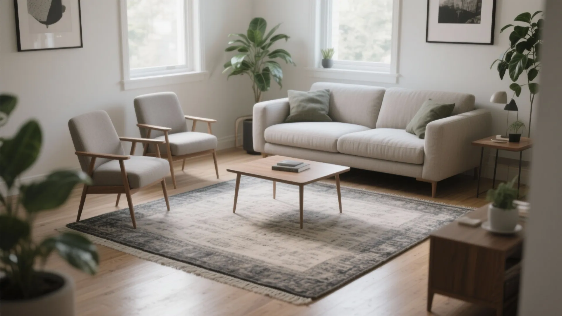 3. Go bigger when furniture allows: 6x9 to open the space