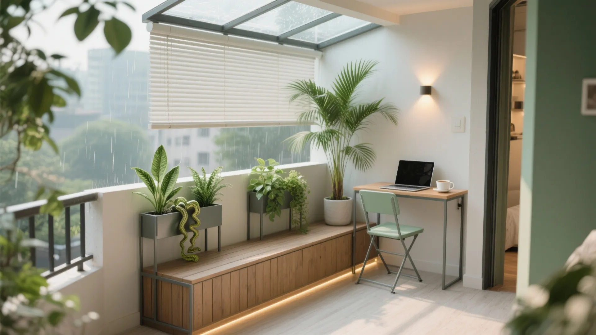 Biophilic balcony that doubles as a micro-studio