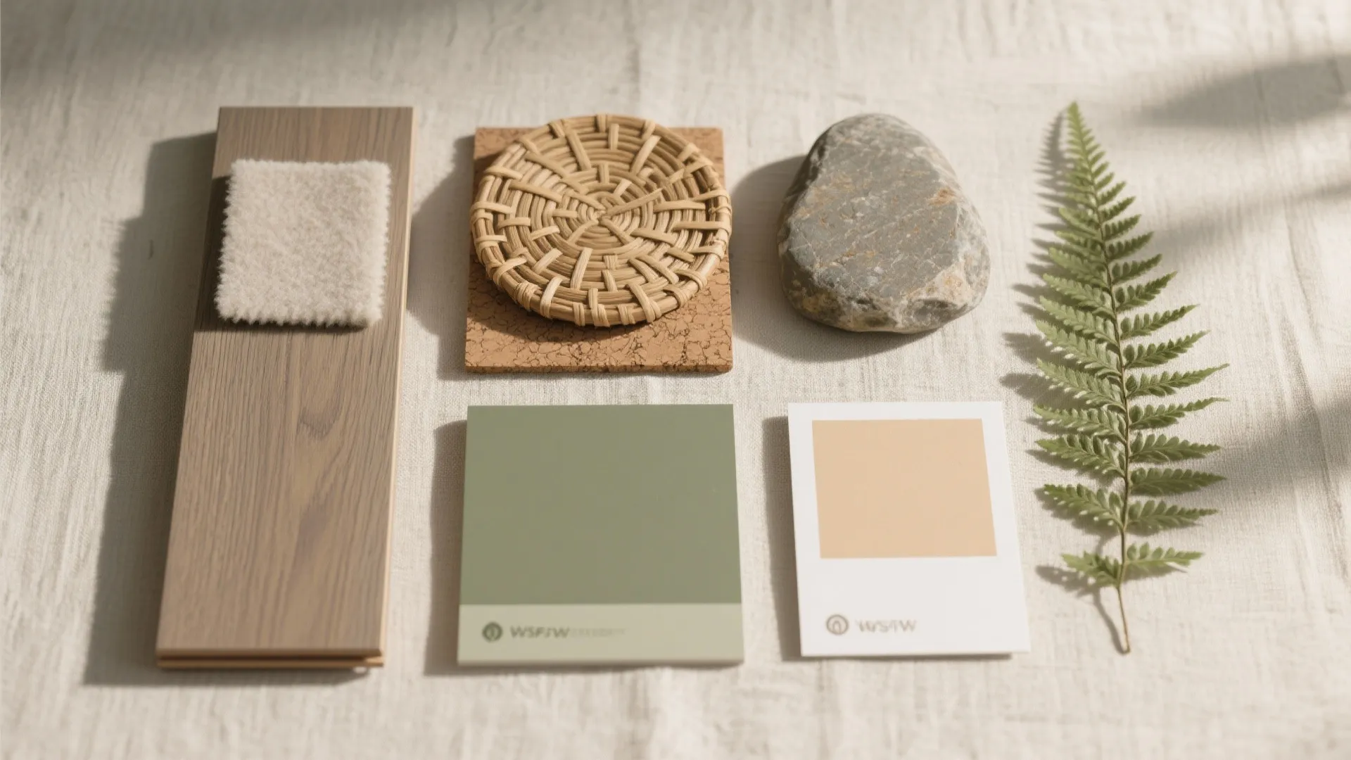 Biophilic calm: natural textures, greens, and human-scale warmth