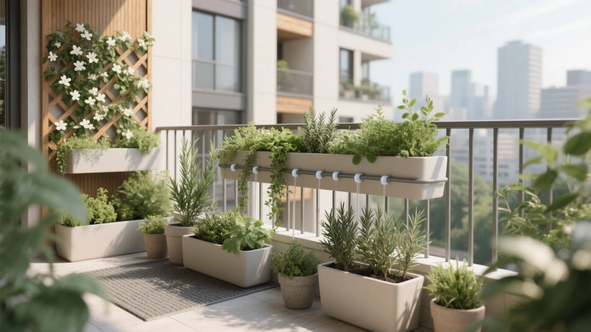 Biophilic Balcony: Layered Planters and Micro-Irrigation