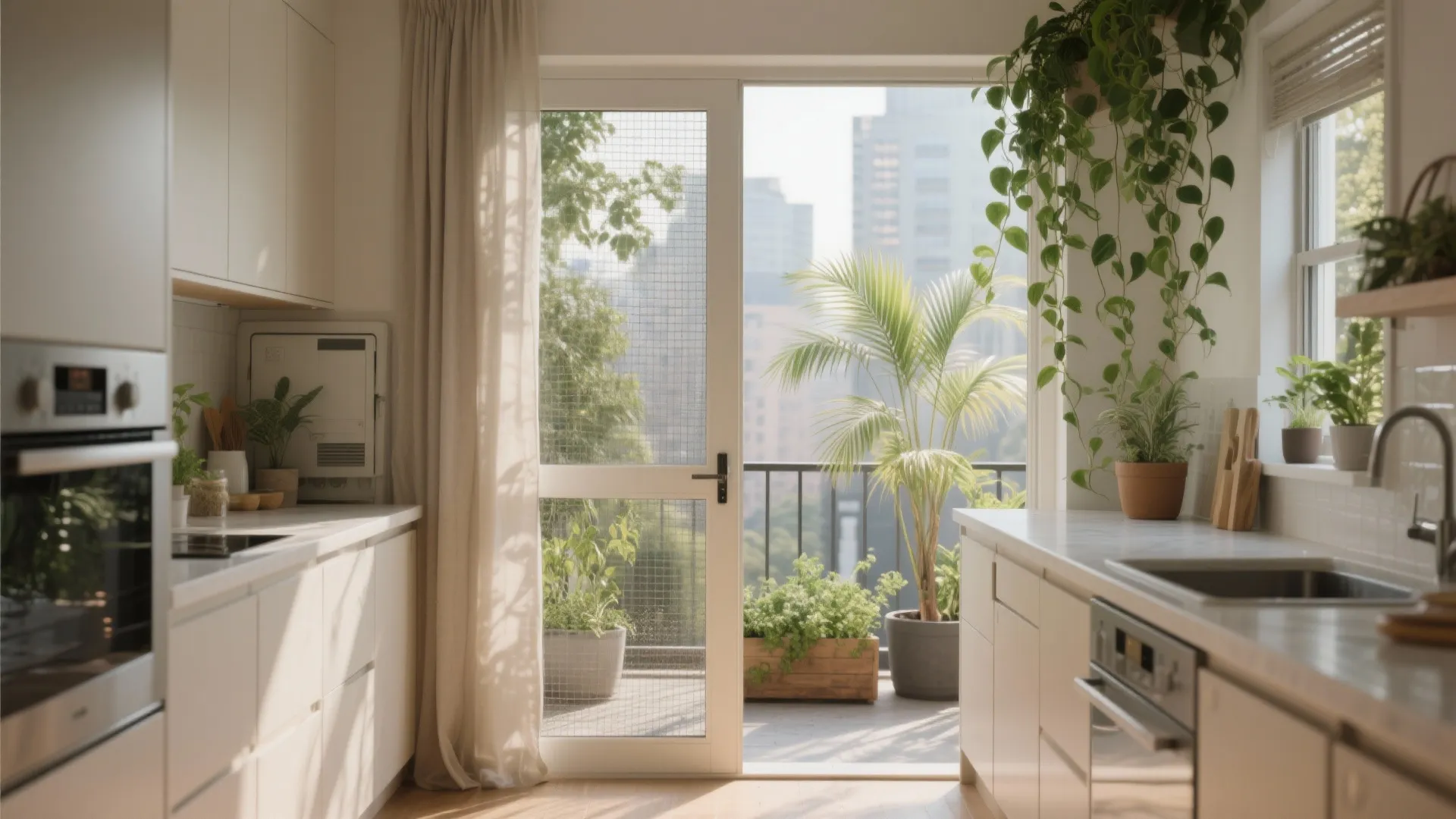 Biophilic Balcony and Cross-Ventilated Kitchen