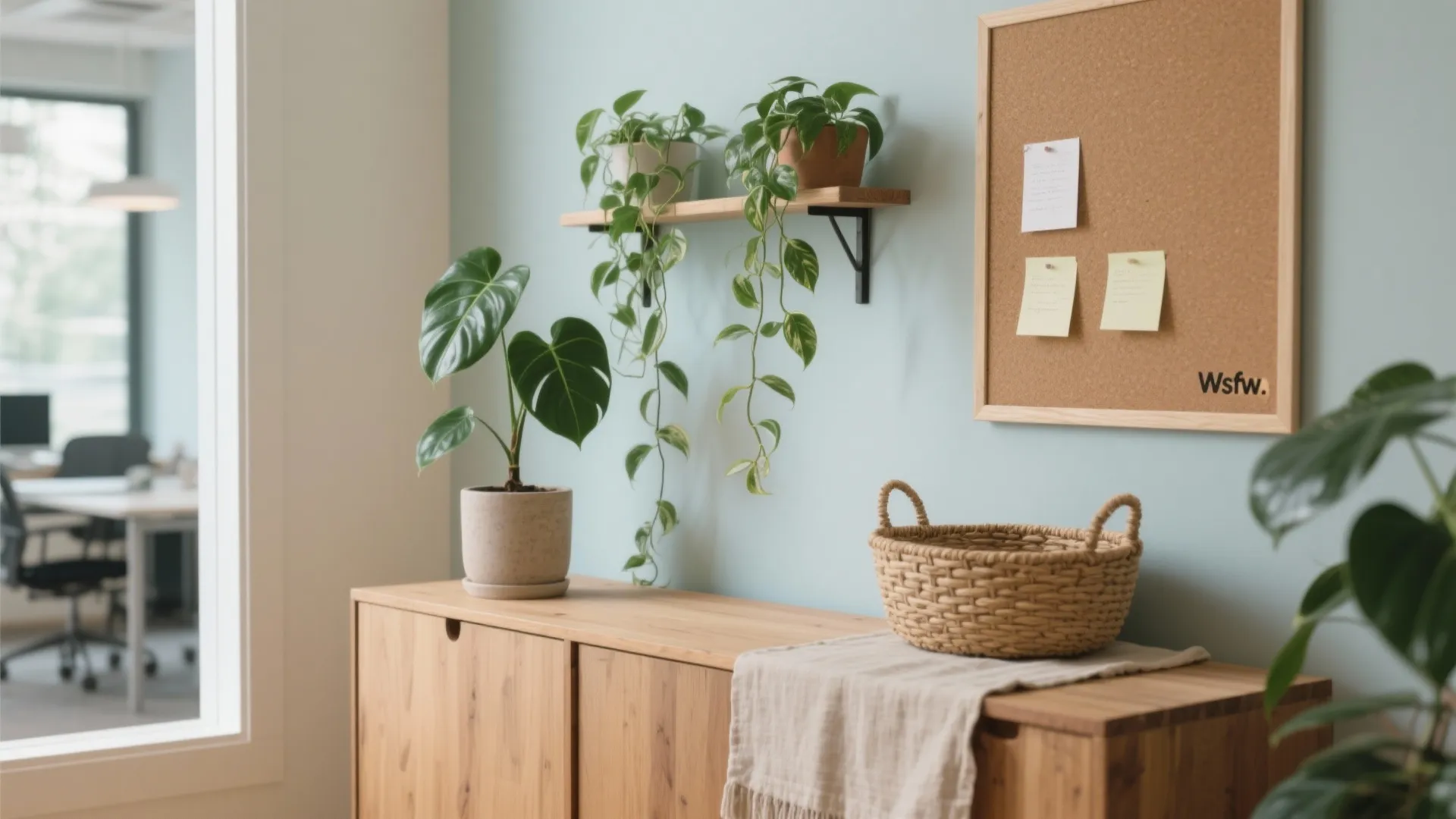 2) Biophilic Touches (plants, textures, and “nature notes”)