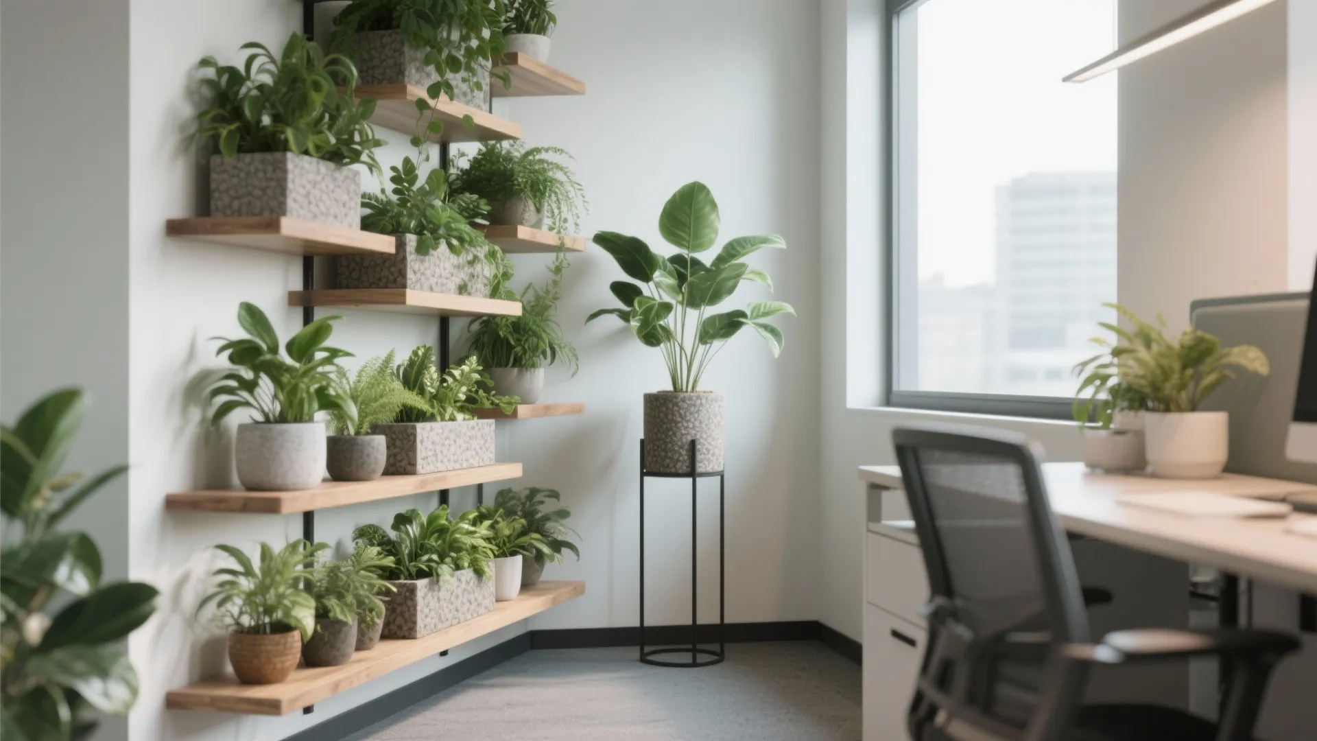 5. Biophilic corner with scaled greenery