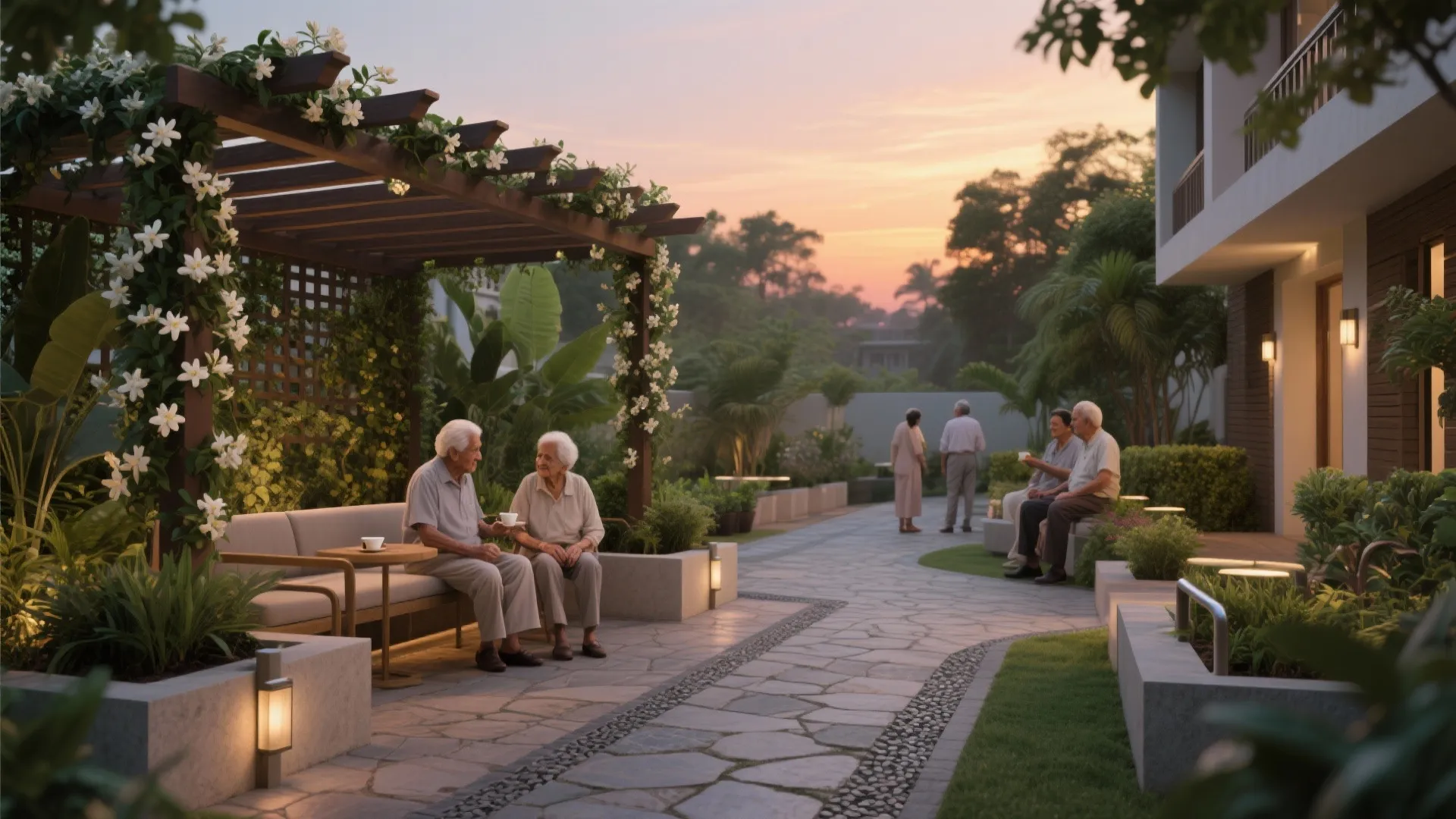 Biophilic calm: gardens, courtyards, and tactile greens