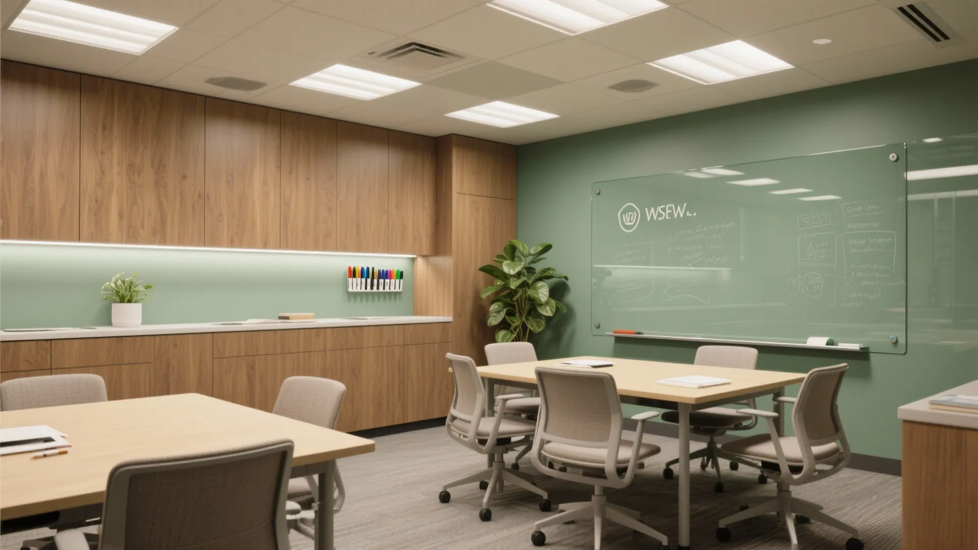 Biophilic calm and collaboration cues