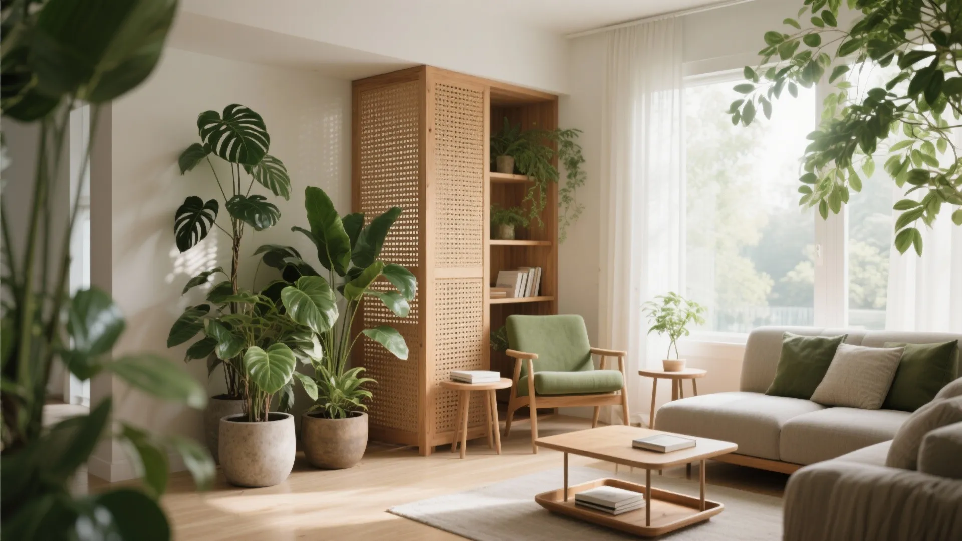 Plants and screens for biophilic zoning