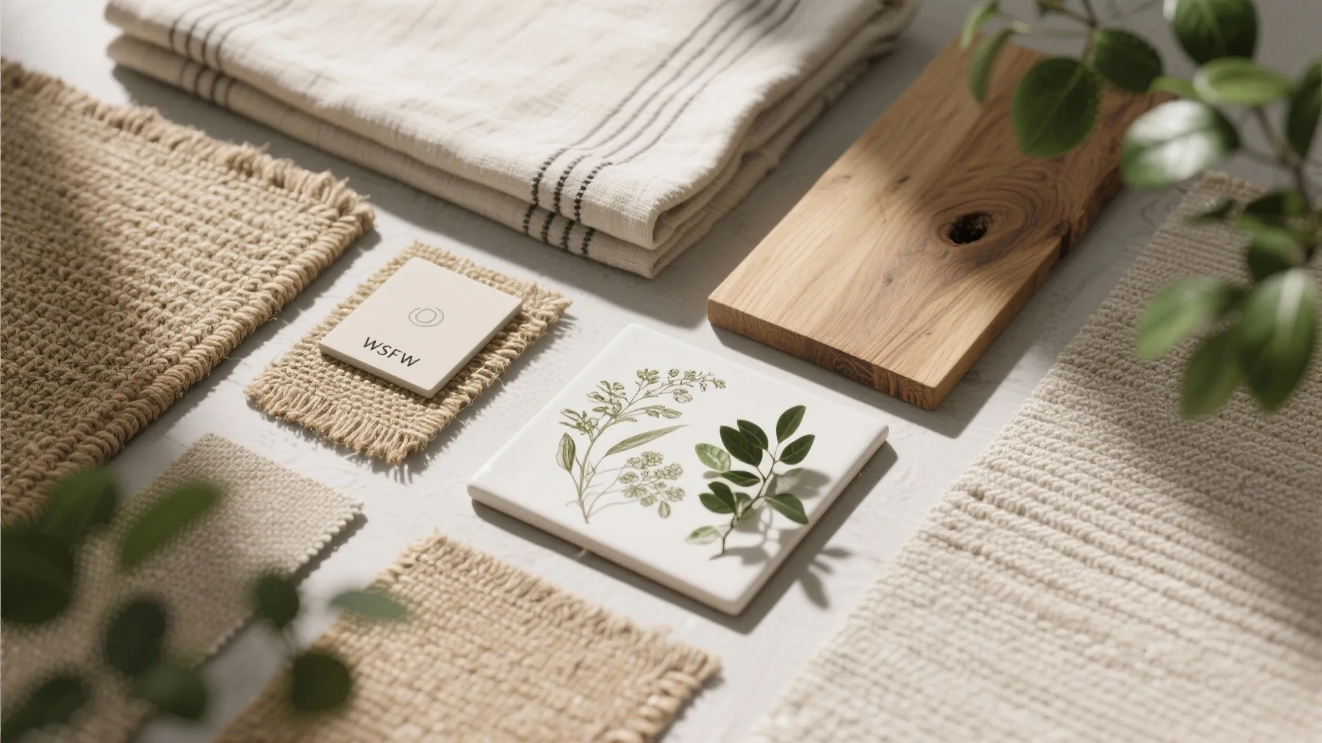 4) Botanical Patterns + Natural Fibers