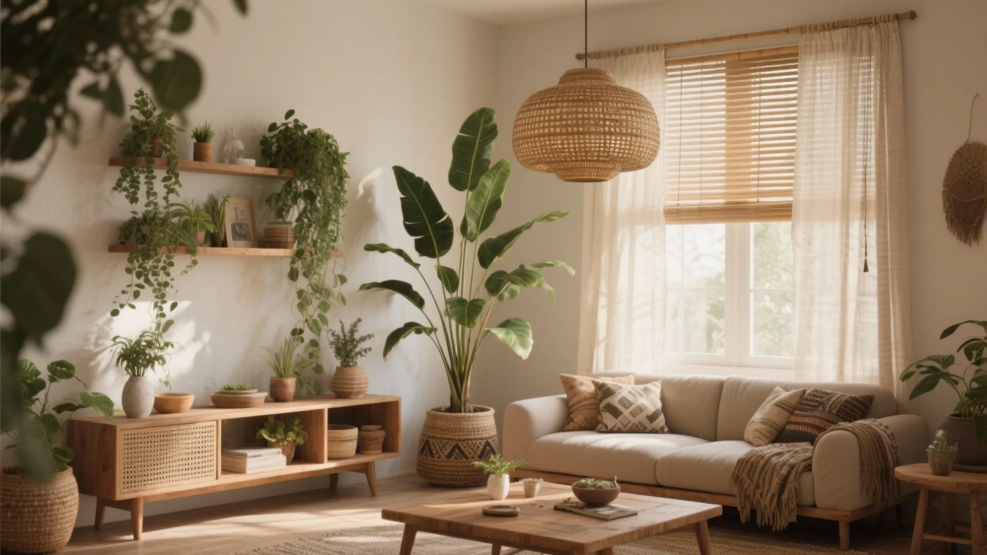 Biophilic Layers: Plants, Woven Lights, and Air