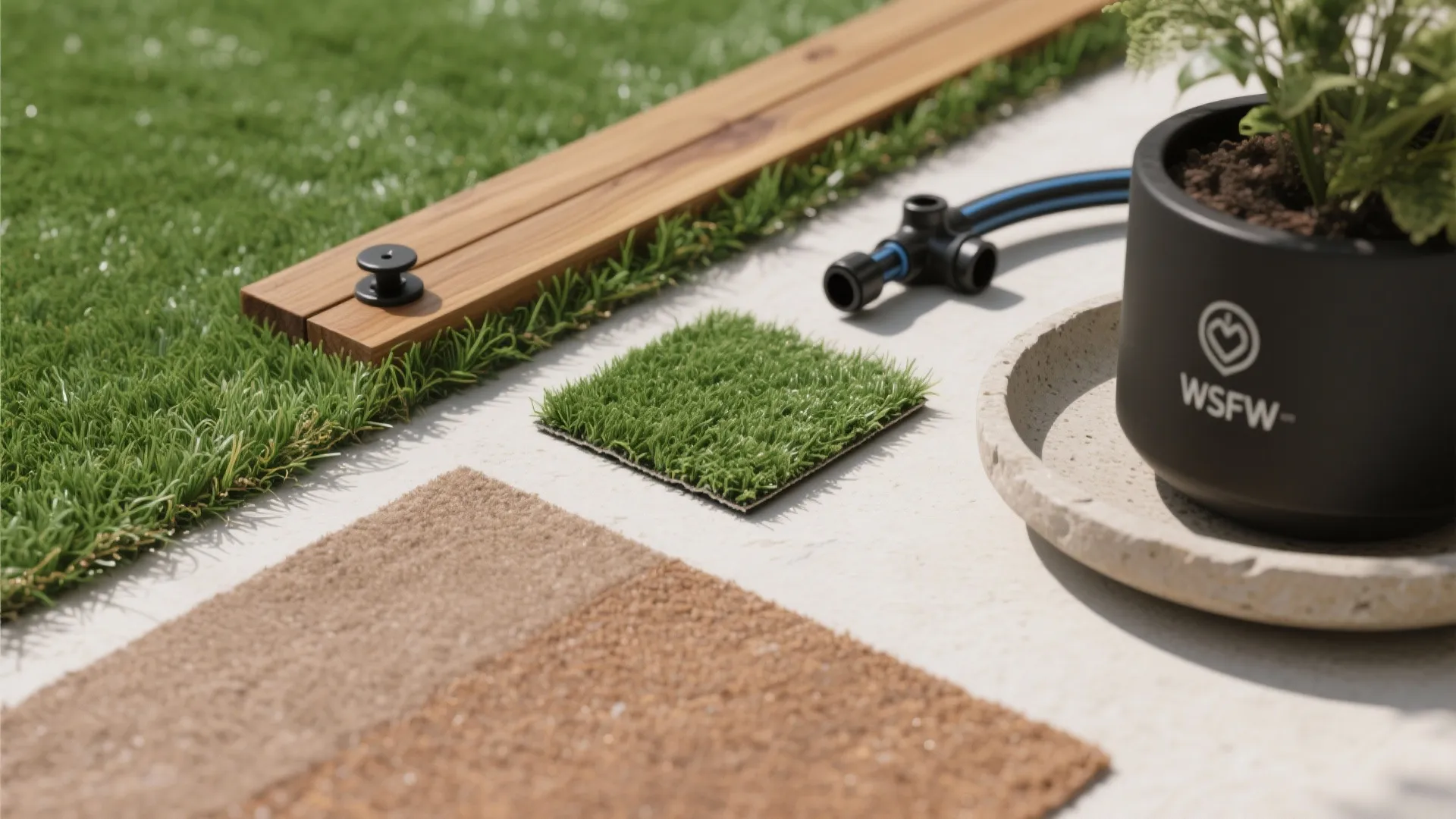 Biophilic Mix: Turf + Planters + Timber