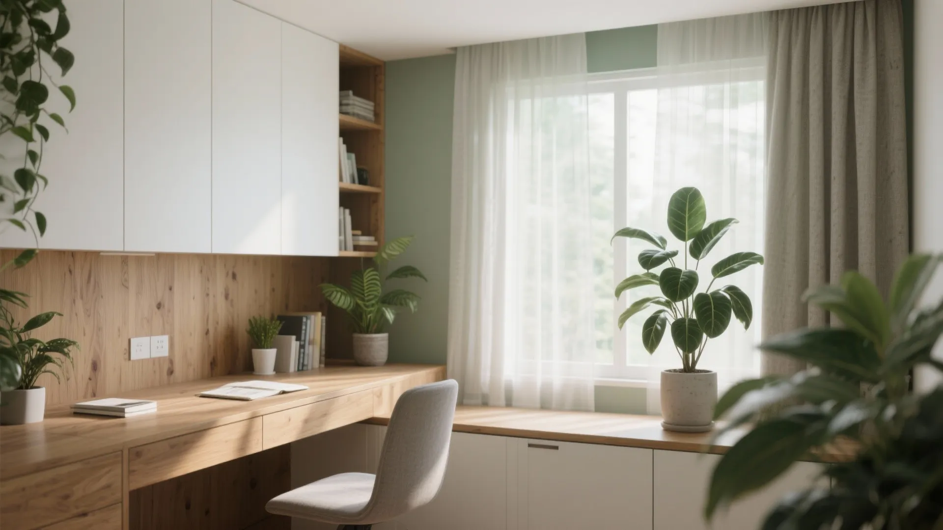 Biophilic Study: Plants, Timber, and Daylight