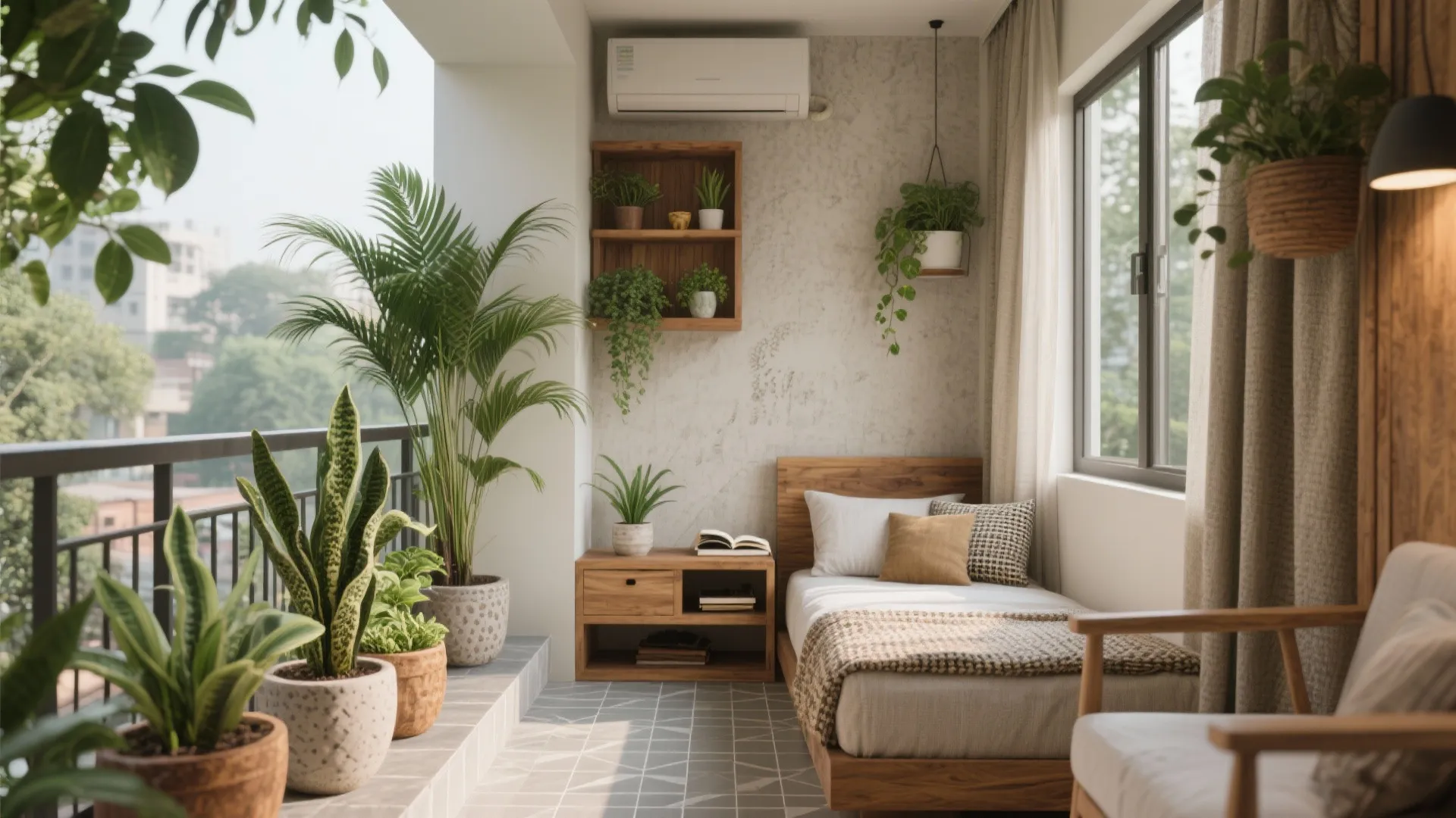 Biophilic calm with Pune’s light and greens