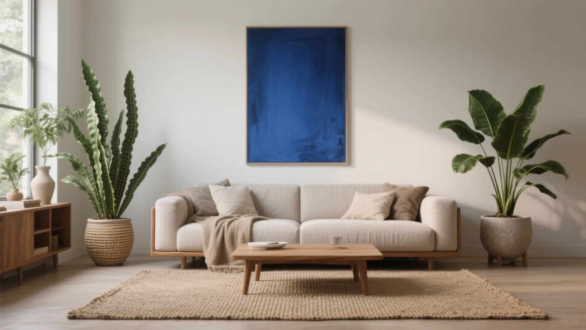 Biophilic touches and a single bold focal point