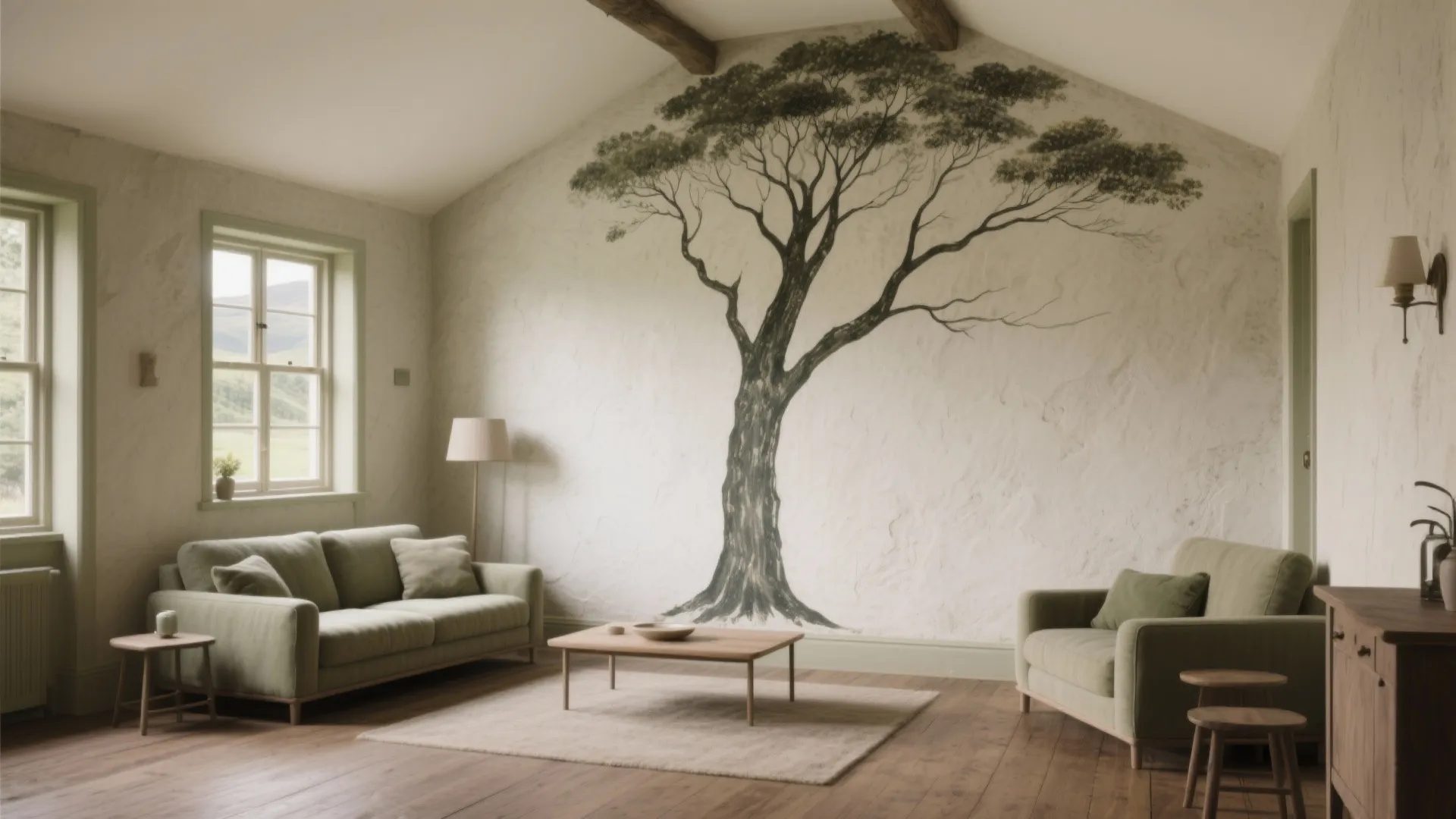 Painted Accent Wall: One Tree, Big Impact