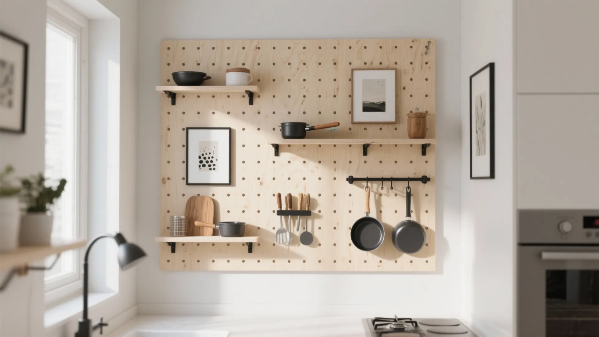 Minimalist Wooden Pegboard Walls