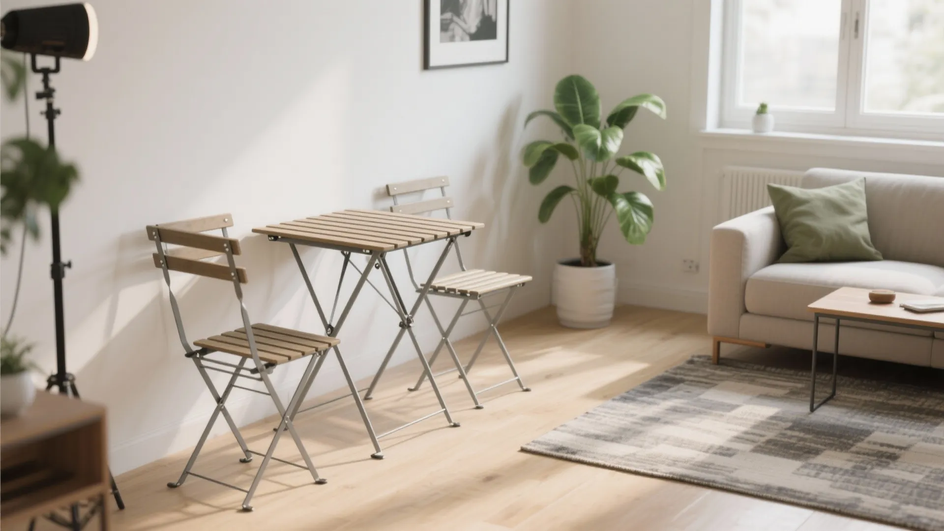 4. Bistro-style foldable set for multi-use rooms