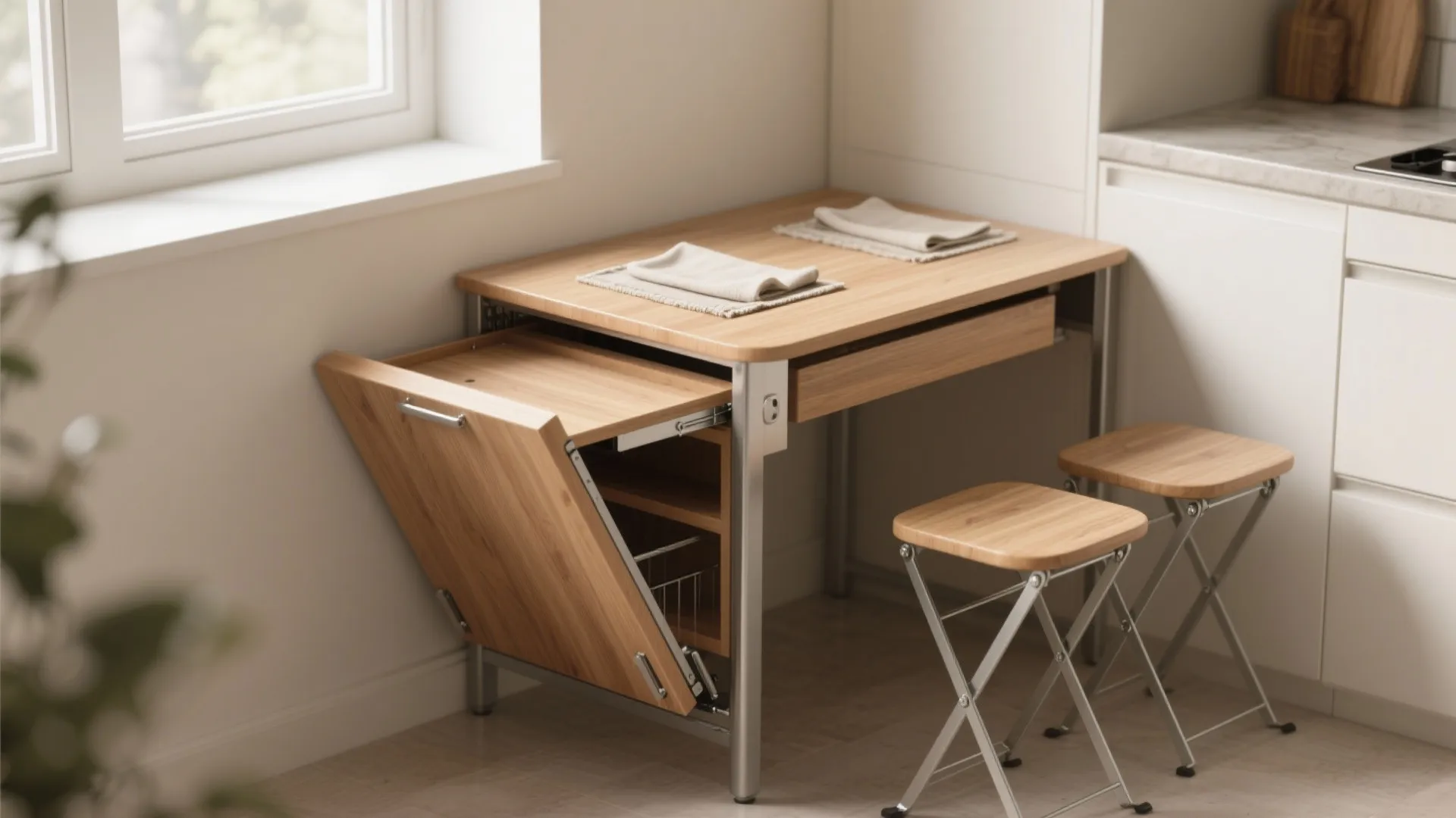 1. Foldable bistro set with hidden storage