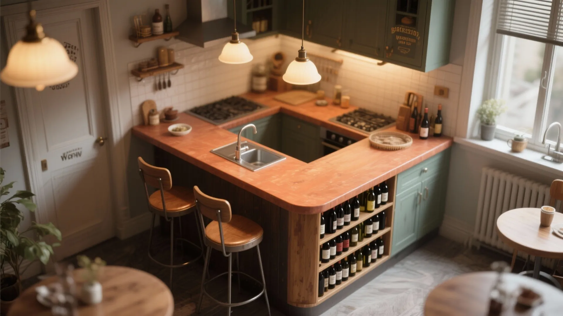 5. Bistro-Style Compact Island for Two