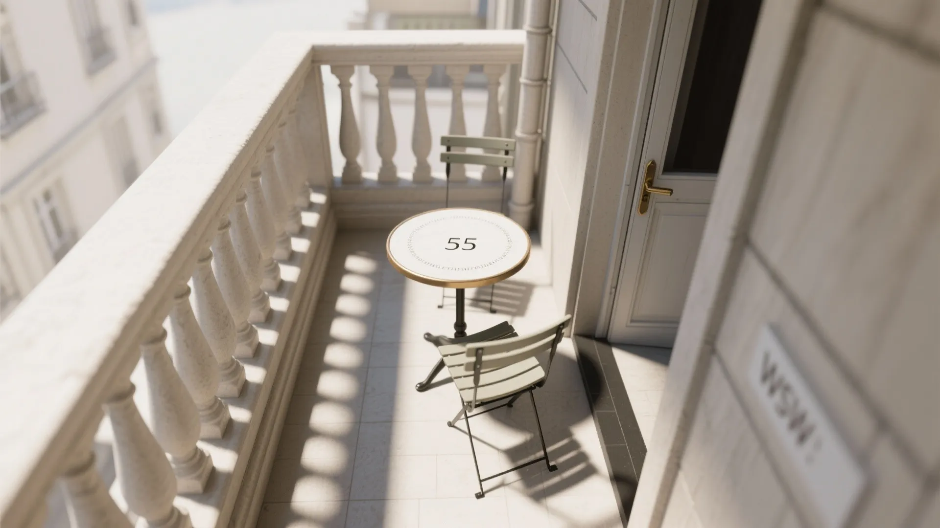 2) Bistro sets with round tables for two-person balconies