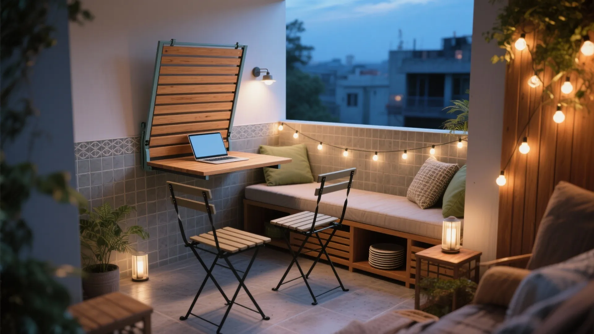 Flexible furniture and lighting for day‑to‑night use