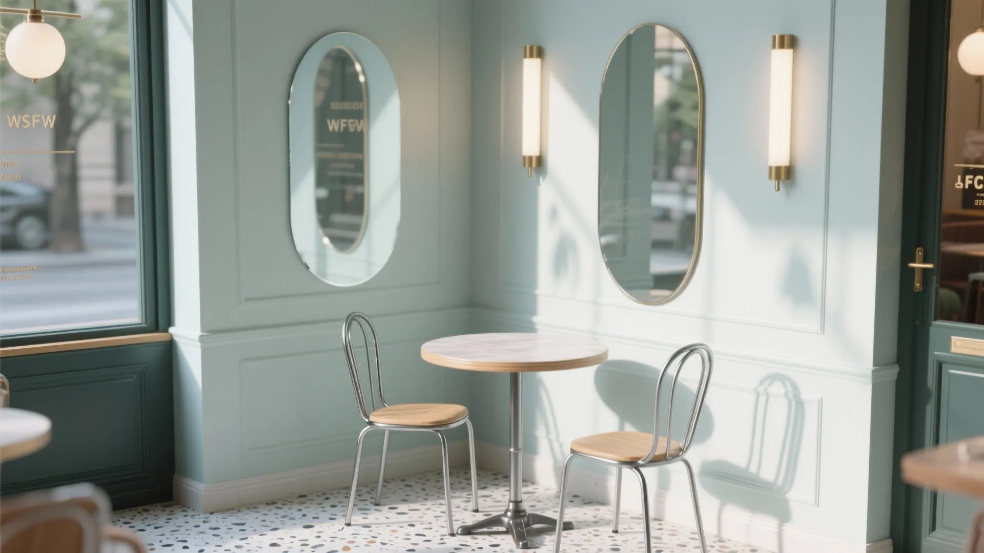 3. Bistro setup with mirrored backdrop