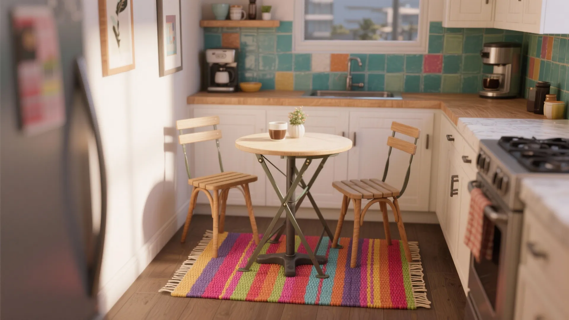 2. Color pop under a small breakfast station