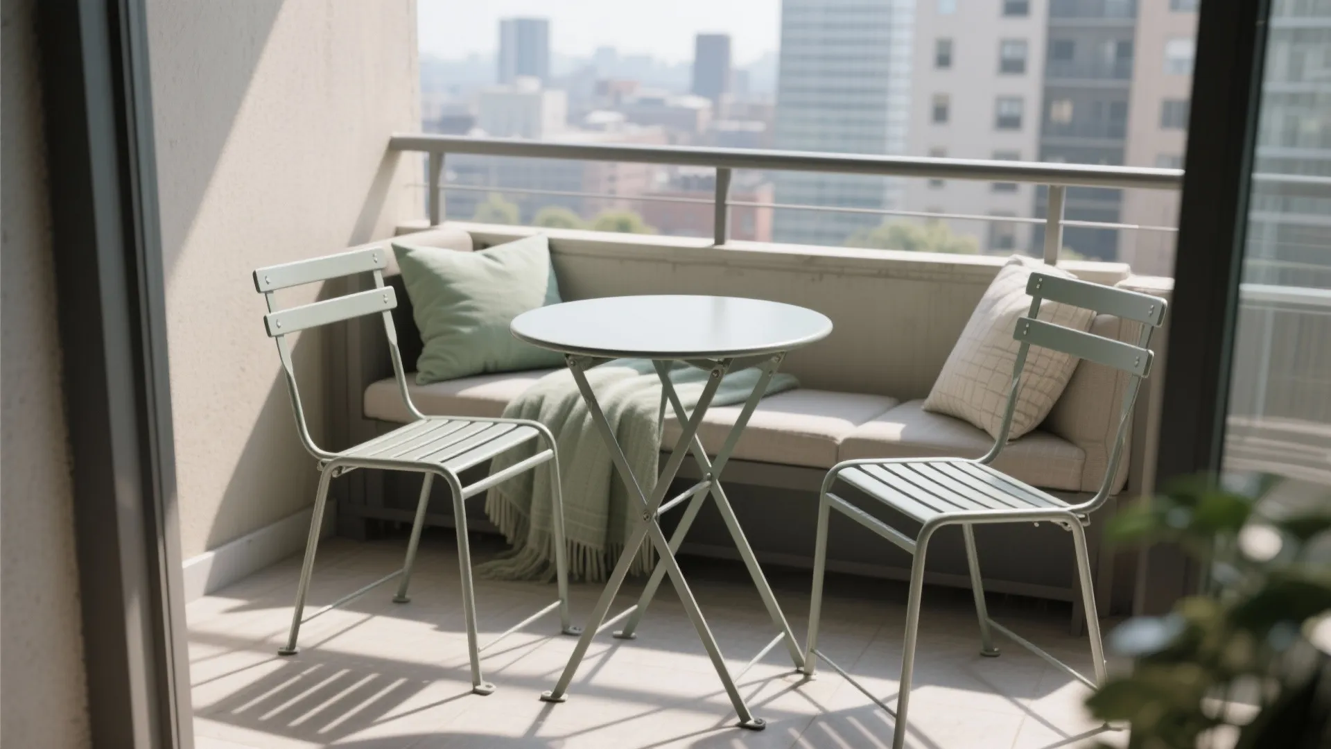 Bistro set with stacking chairs