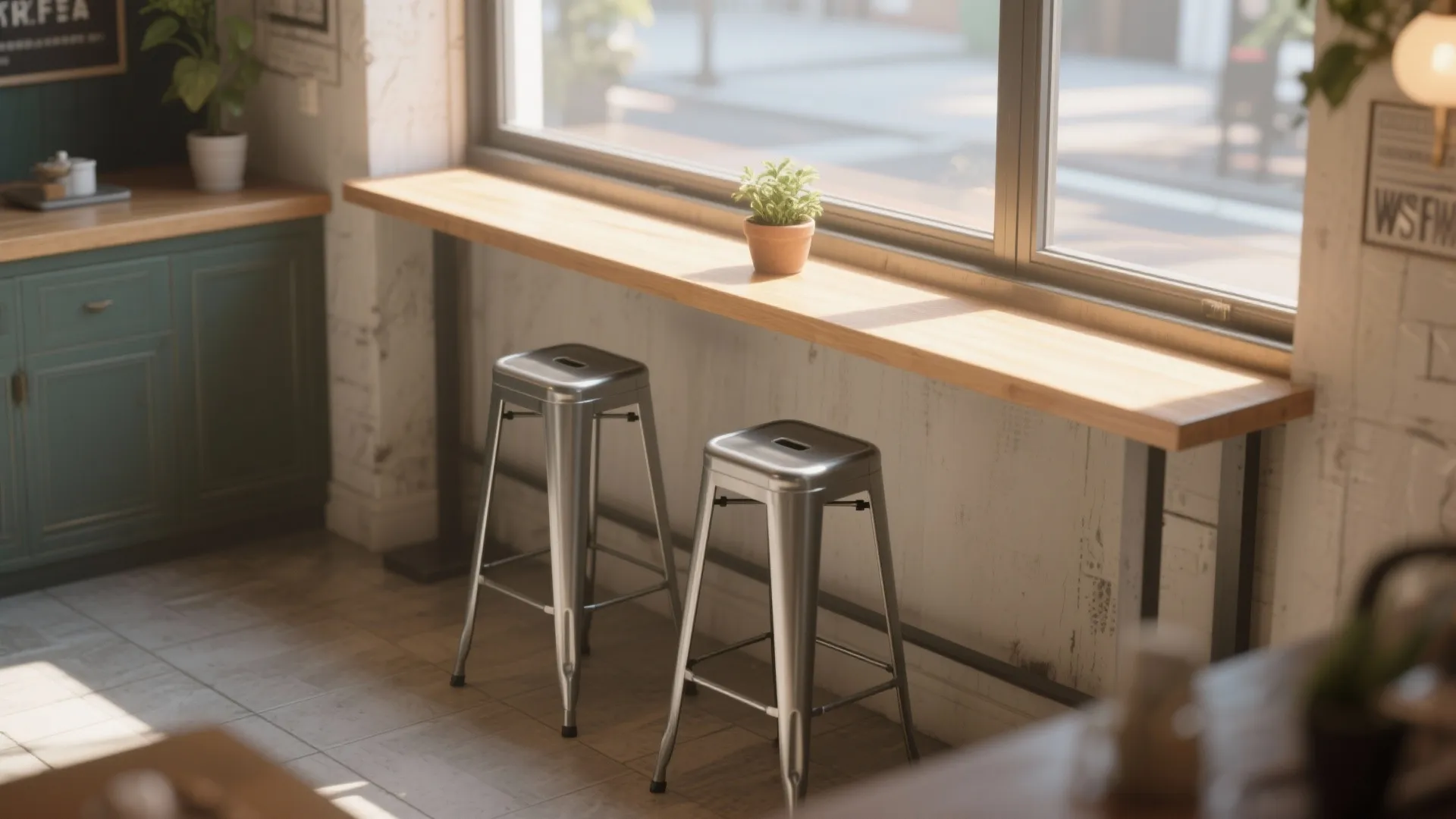 4. Counter-height bistro set by a window