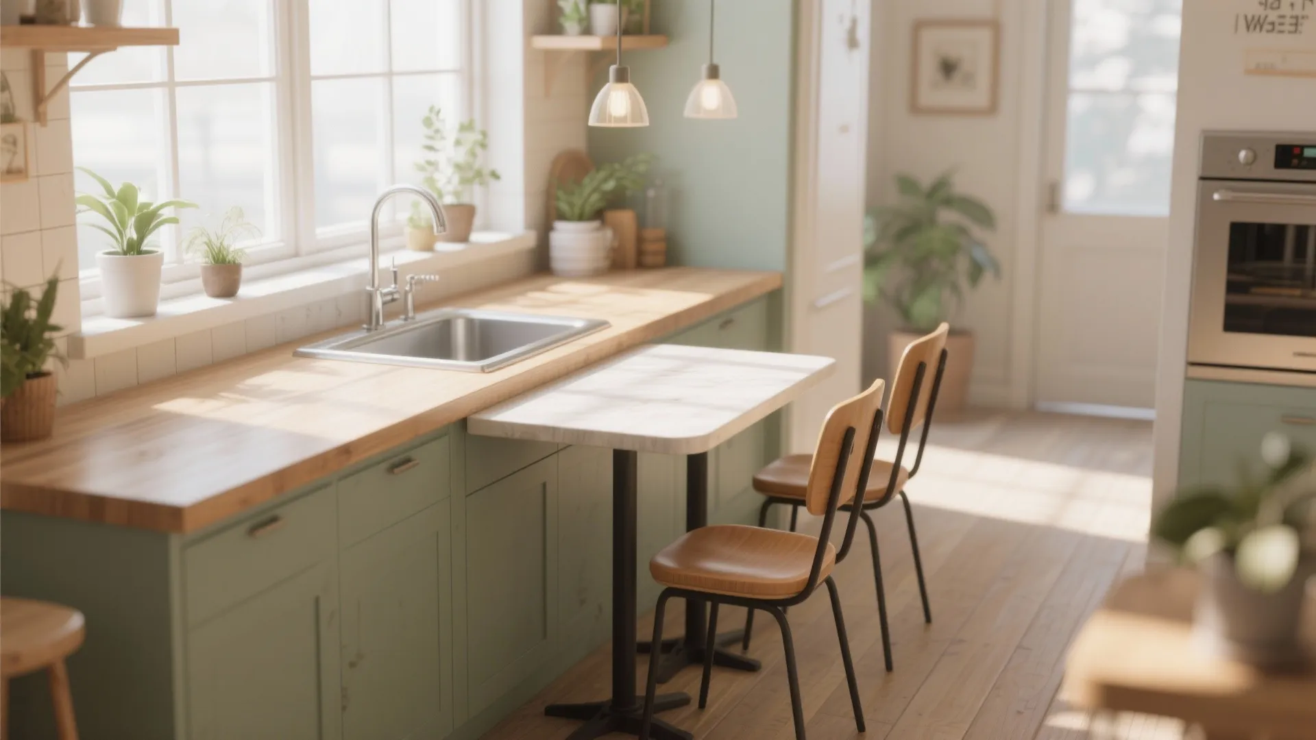 2. Narrow bistro table along the window