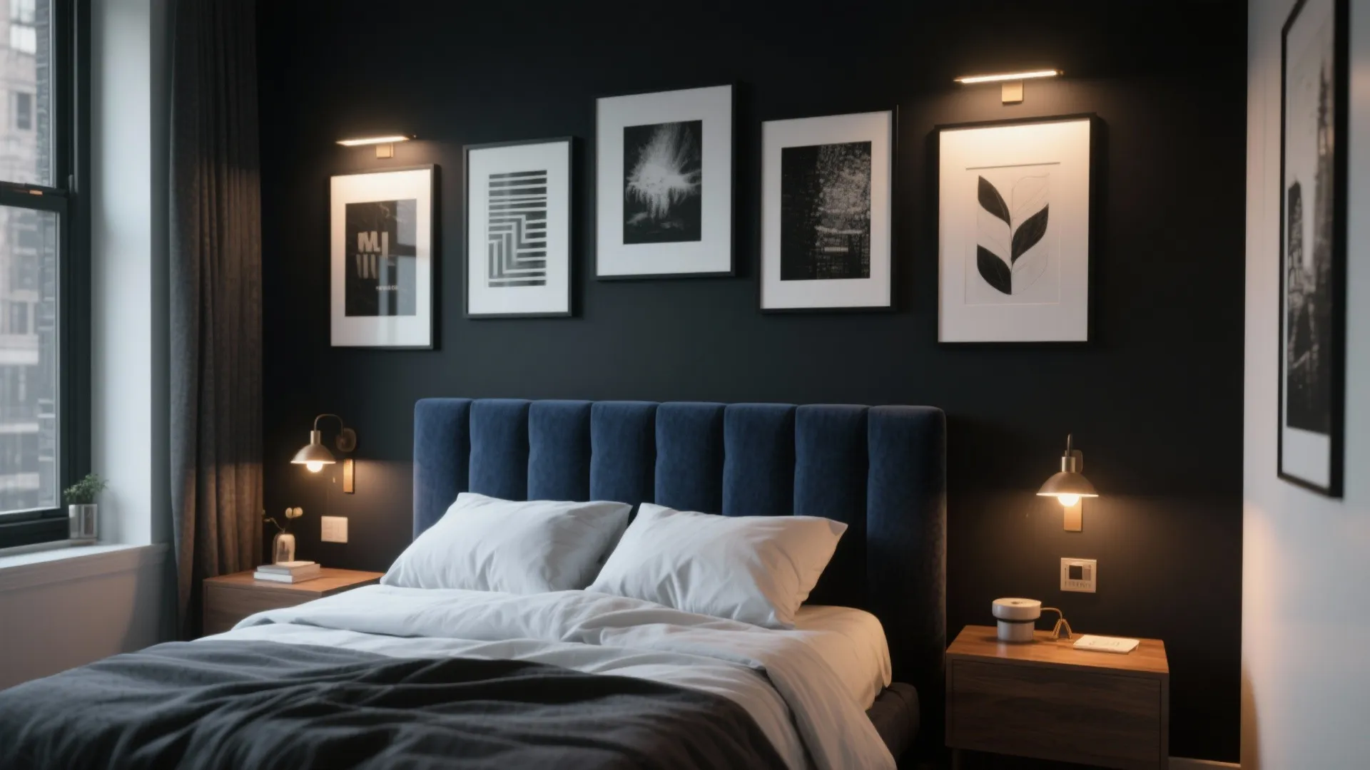 Black Accent Wall with Strategic Art