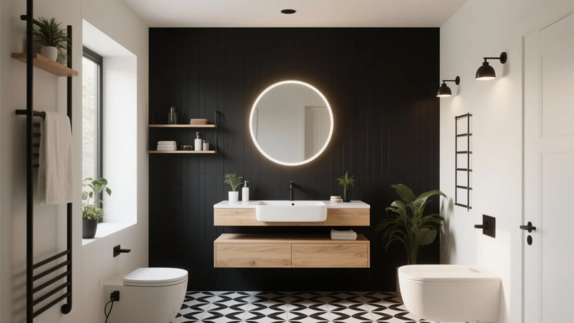5 Bold Bathroom Black & Light Ideas: Small bathrooms can shine: 5 inspiring black and light bathroom ideas from a pro designer