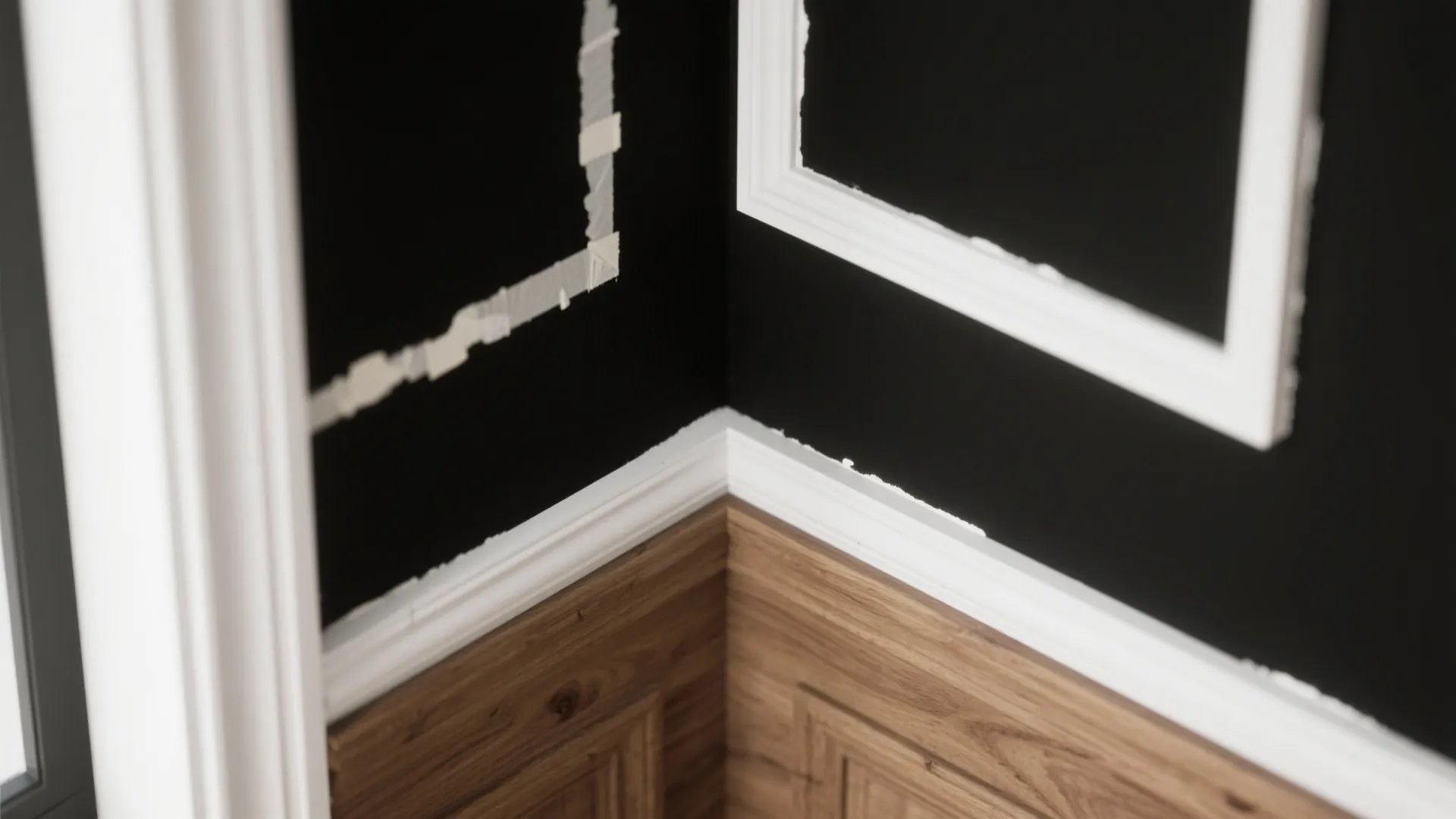 2. Black accent wall with contrasting trims