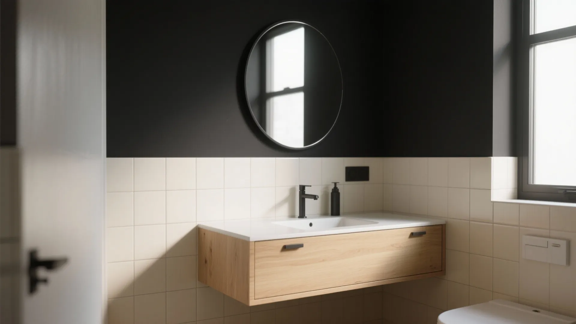 2. Black Accent Wall Behind Vanity