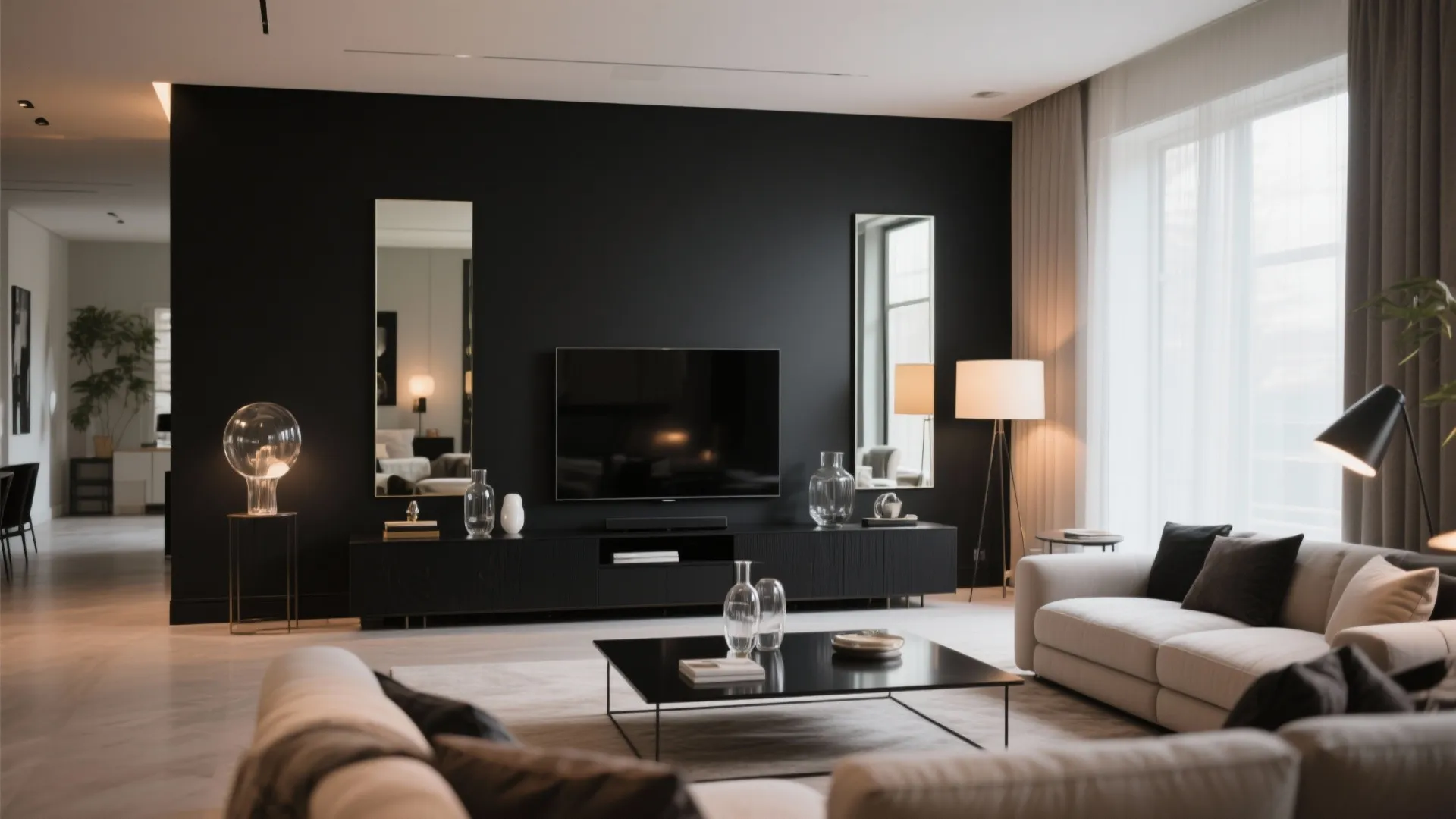 Black Accent Wall with Matching Furniture