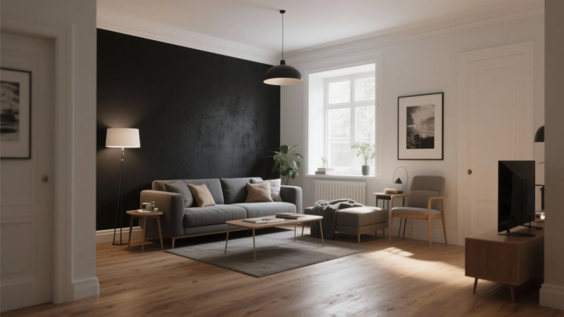 2. Bold Black Accent Wall