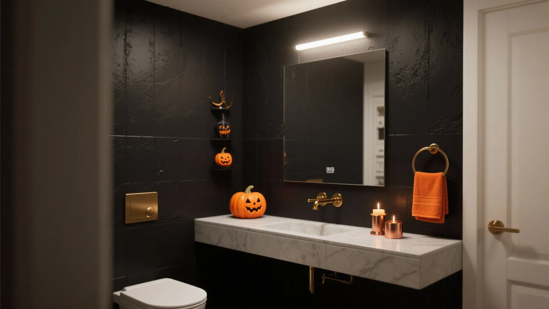 1. Spooky-but-sleek Black Accent Wall