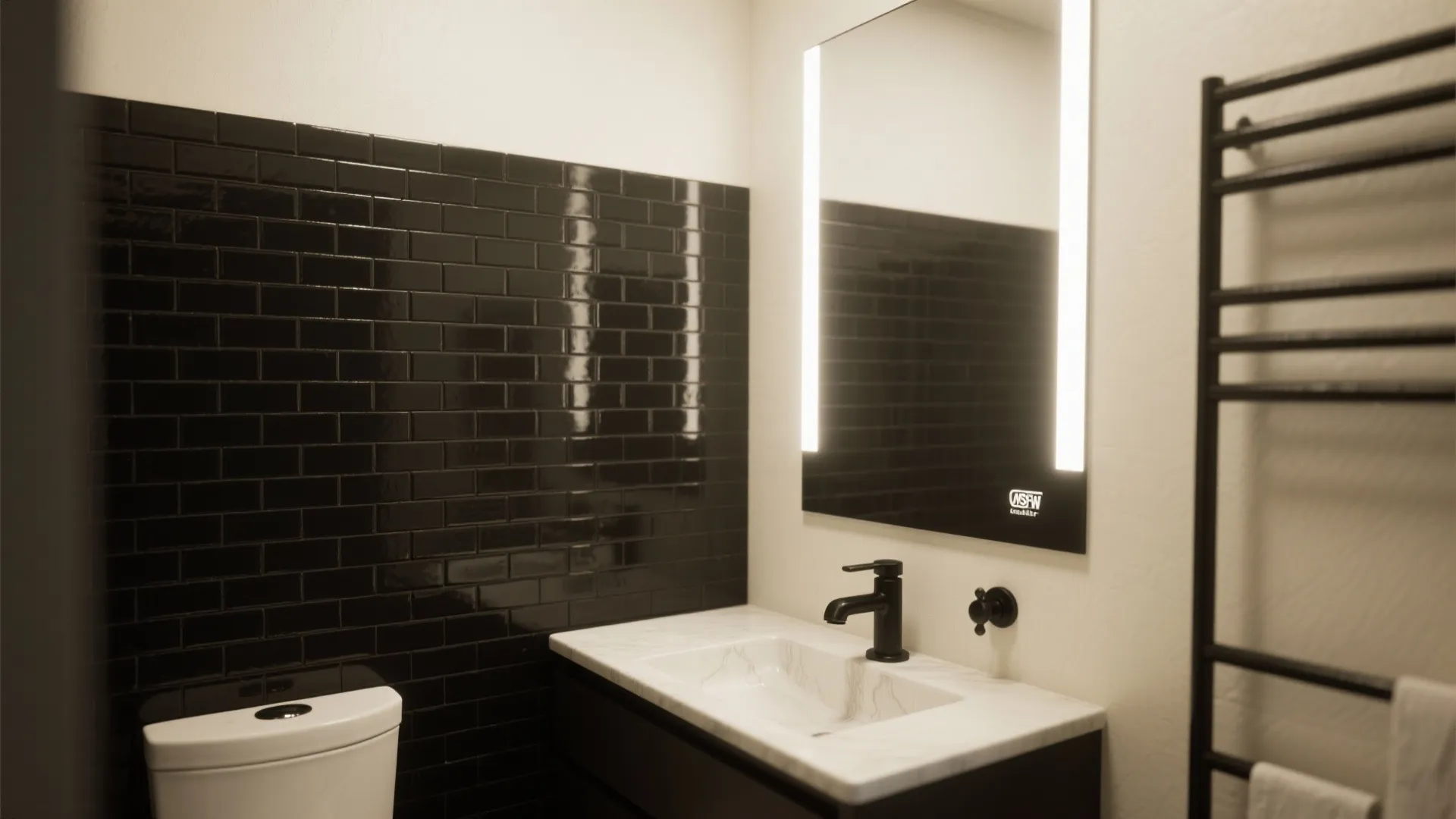 2. Black Subway Accent Wall