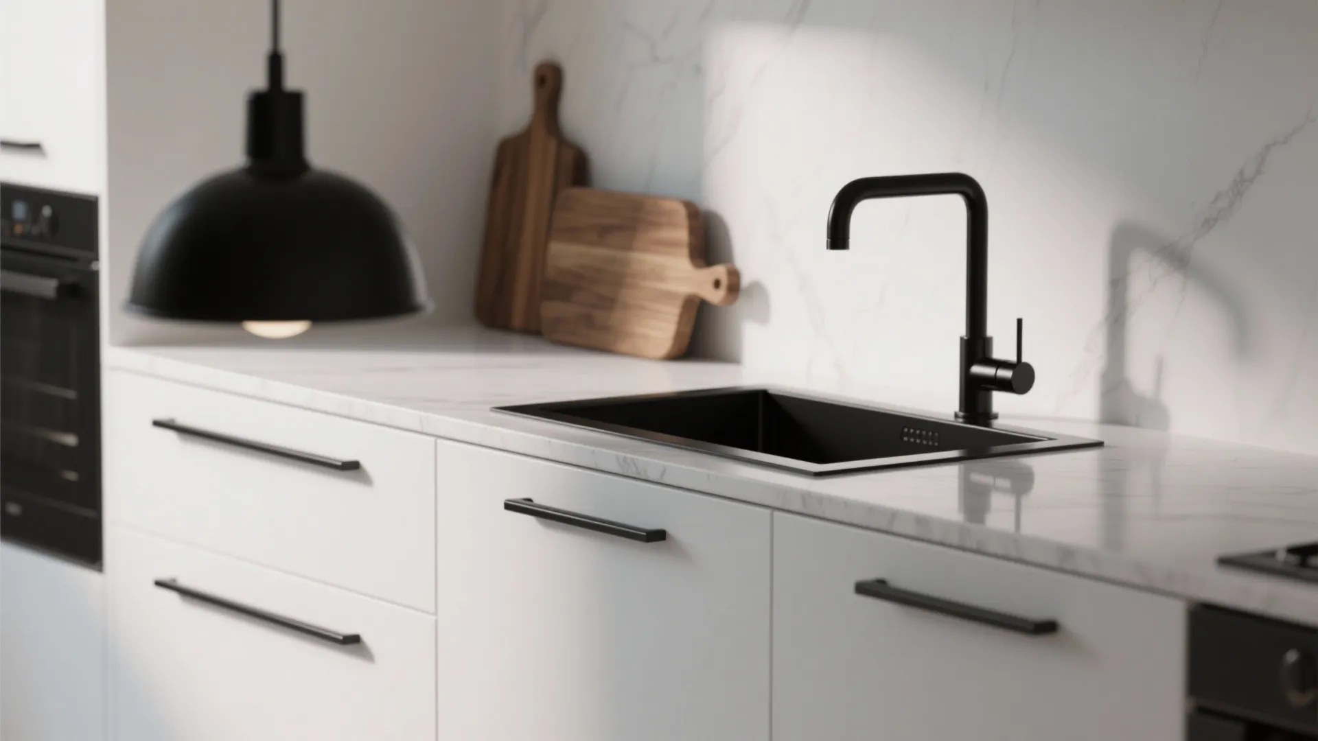 3. Black Accents on White Surfaces