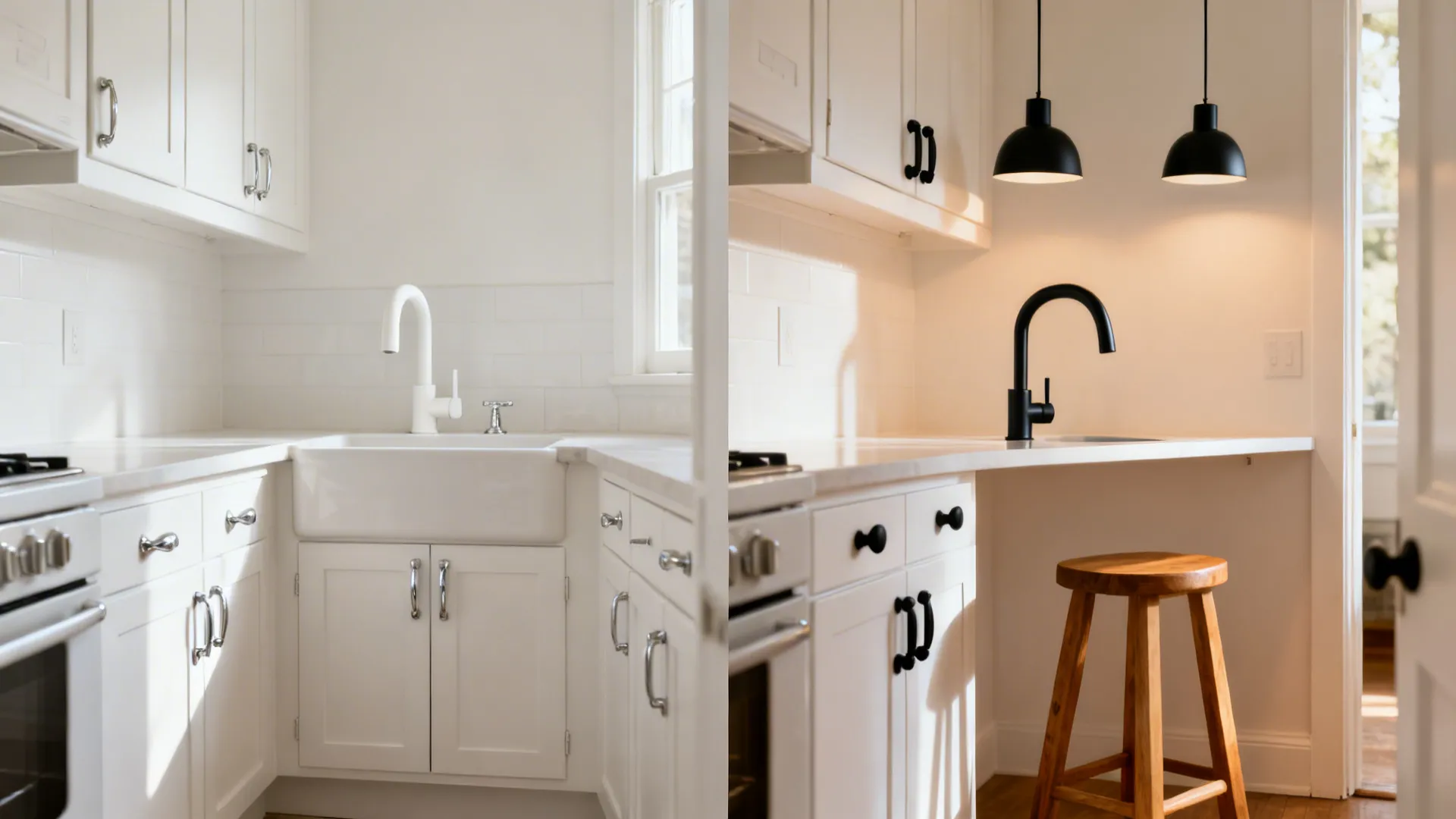 Matte Black Fixtures + Crisp White Walls