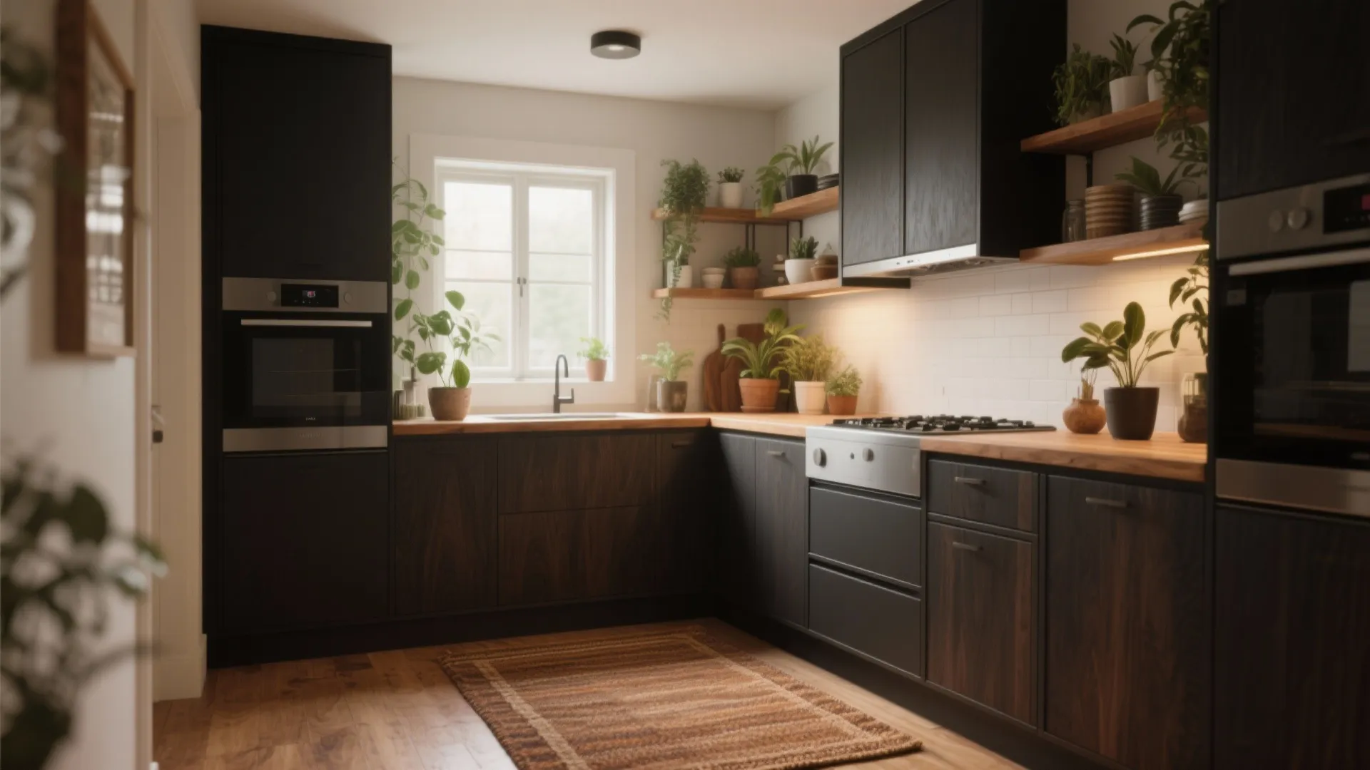 2. Black and Wood: Cozy Contrast