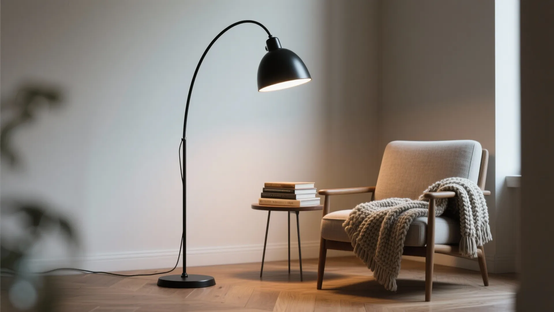 1. Black Arc Floor Lamp for a Reading Nook