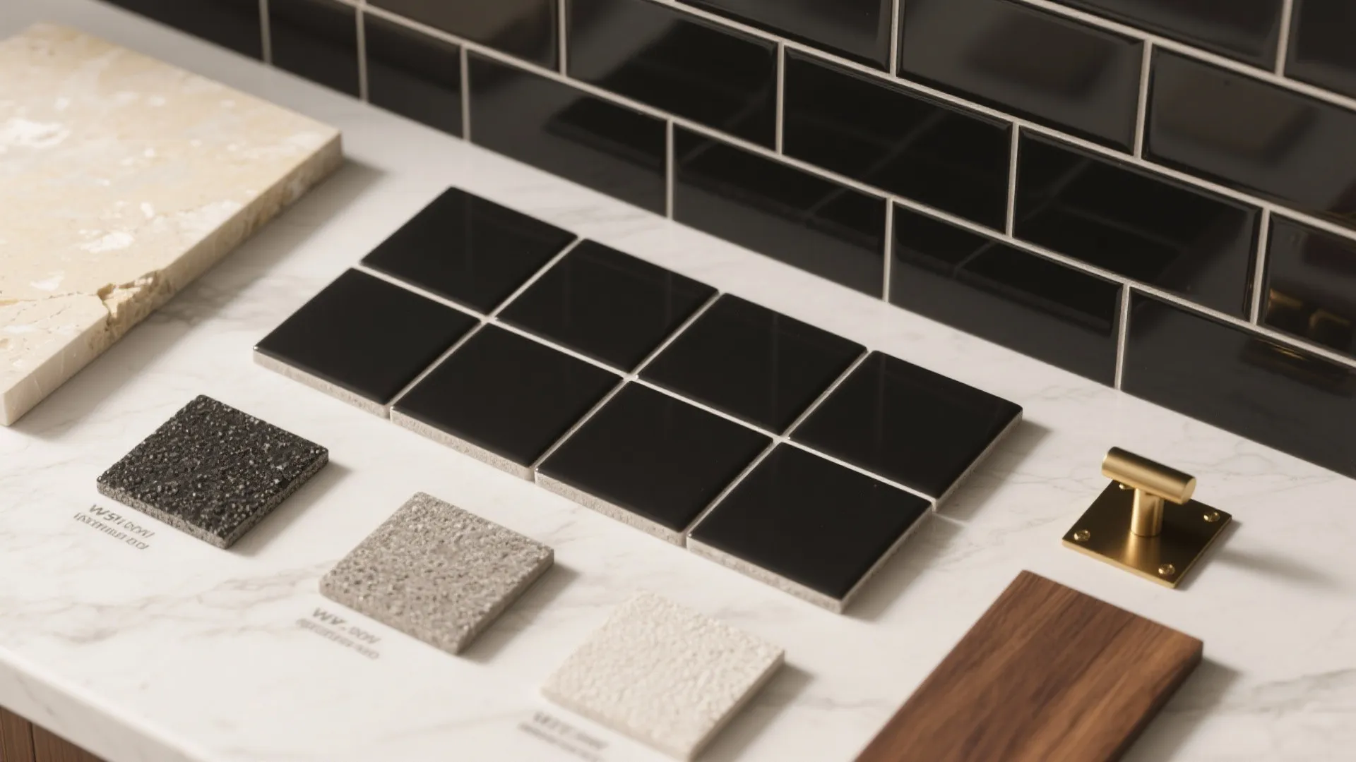 3. Pattern & Texture Play: Black Backsplash, Cream Counters