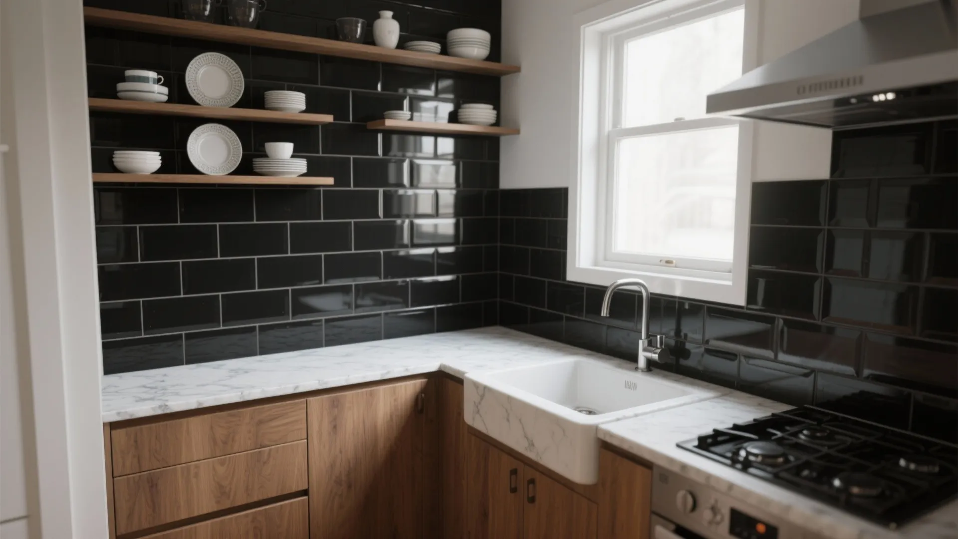 Black Backsplash Tiles: 5 Small-Space Ideas: Smart kitchen ideas using black backsplash tiles — space-saving, stylish, and surprisingly practical