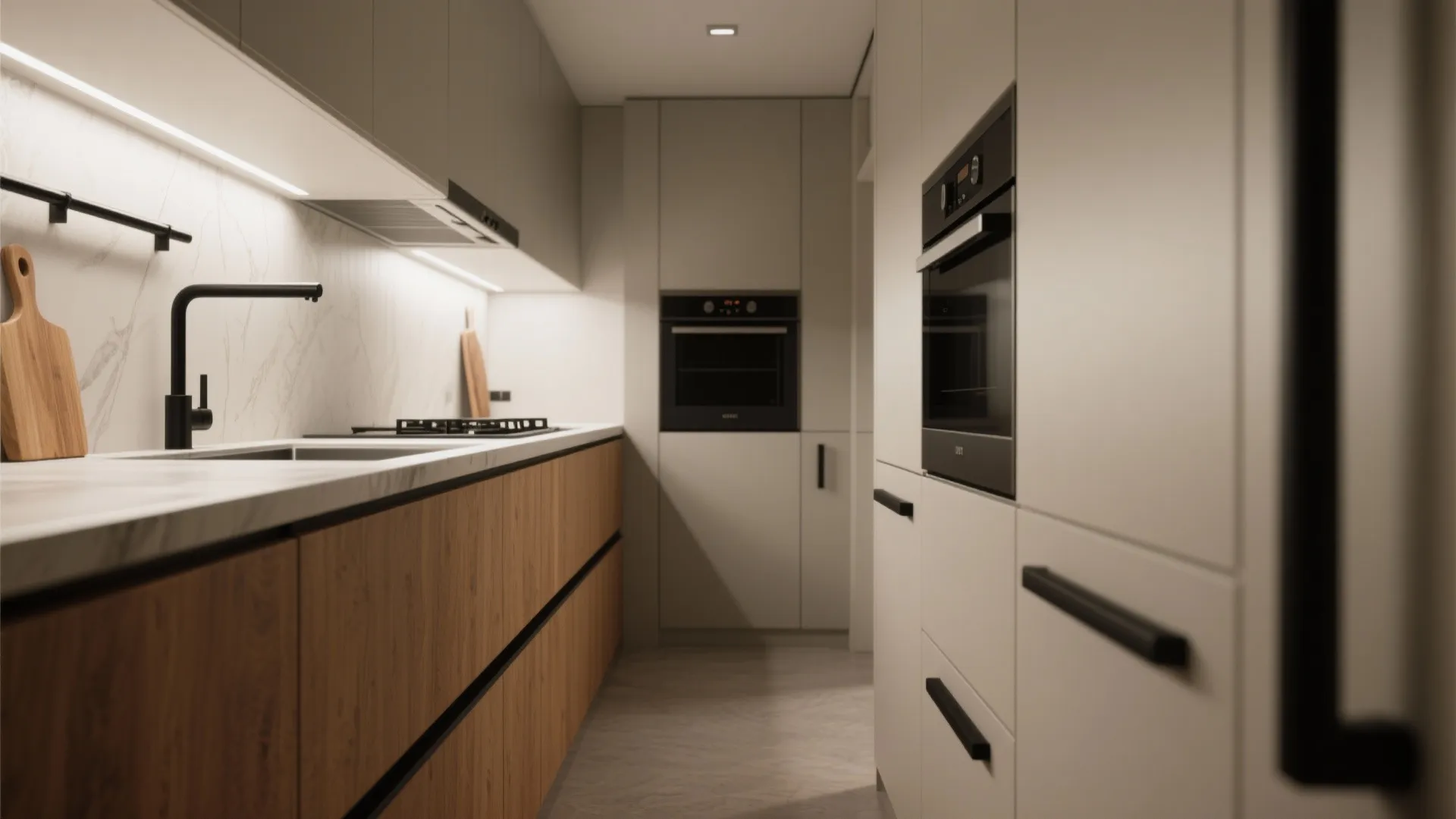 2. Black bar pulls to emphasize horizontal lines